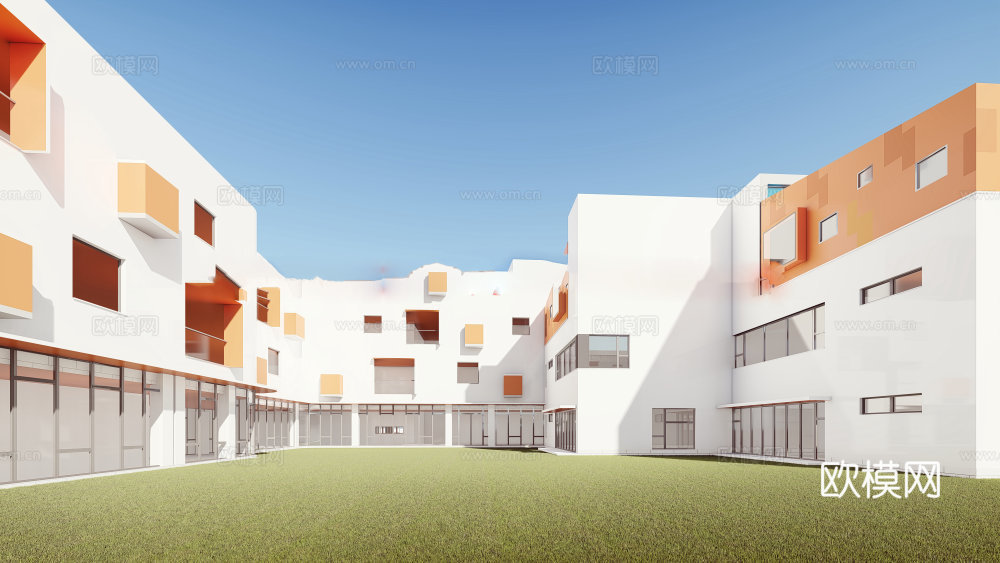 现代幼儿园su模型下载下载（渲染图2）
