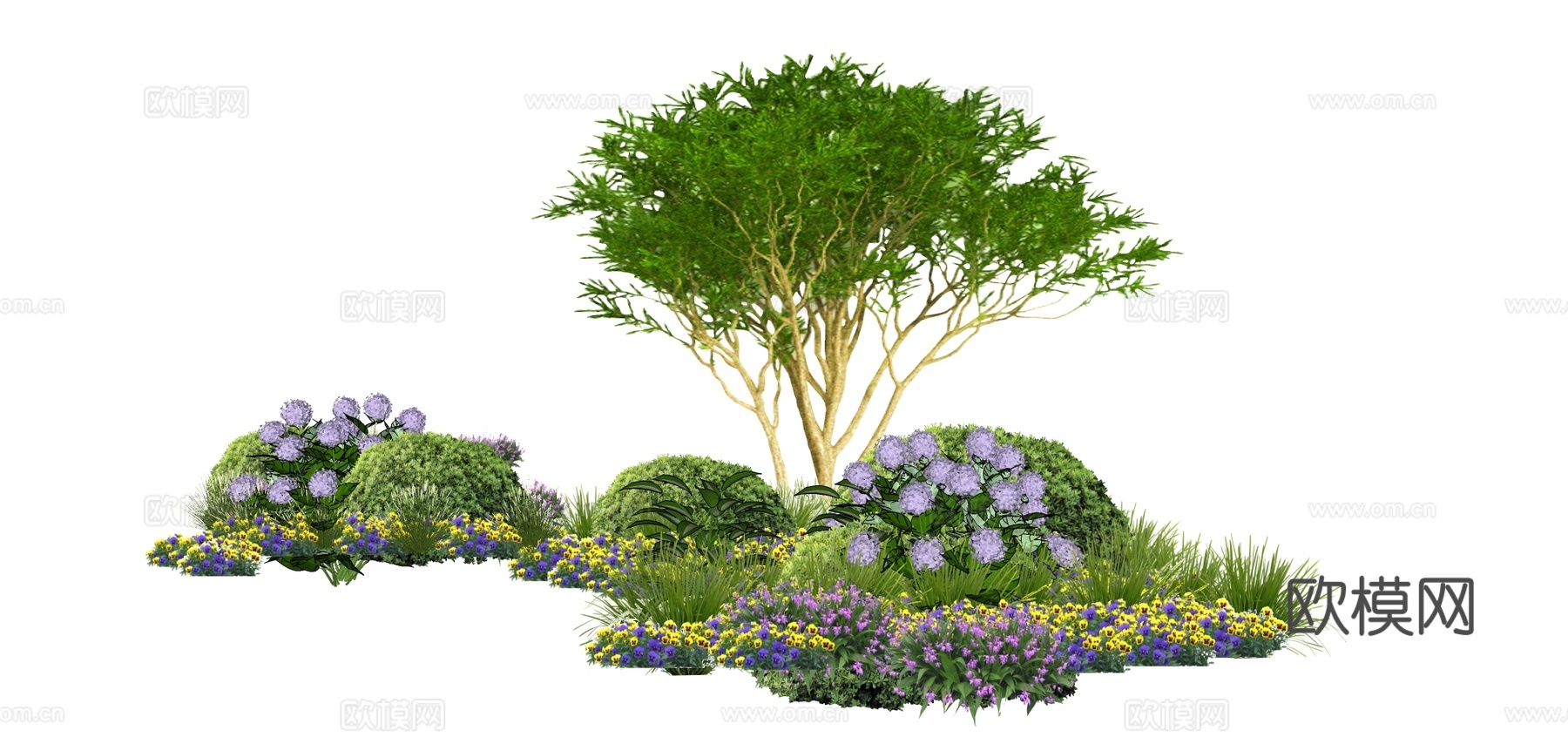 现代绿植景观树su模型下载
