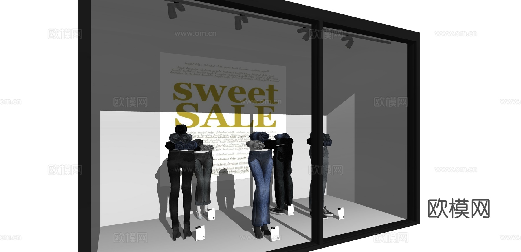 现代服装店橱窗su模型下载