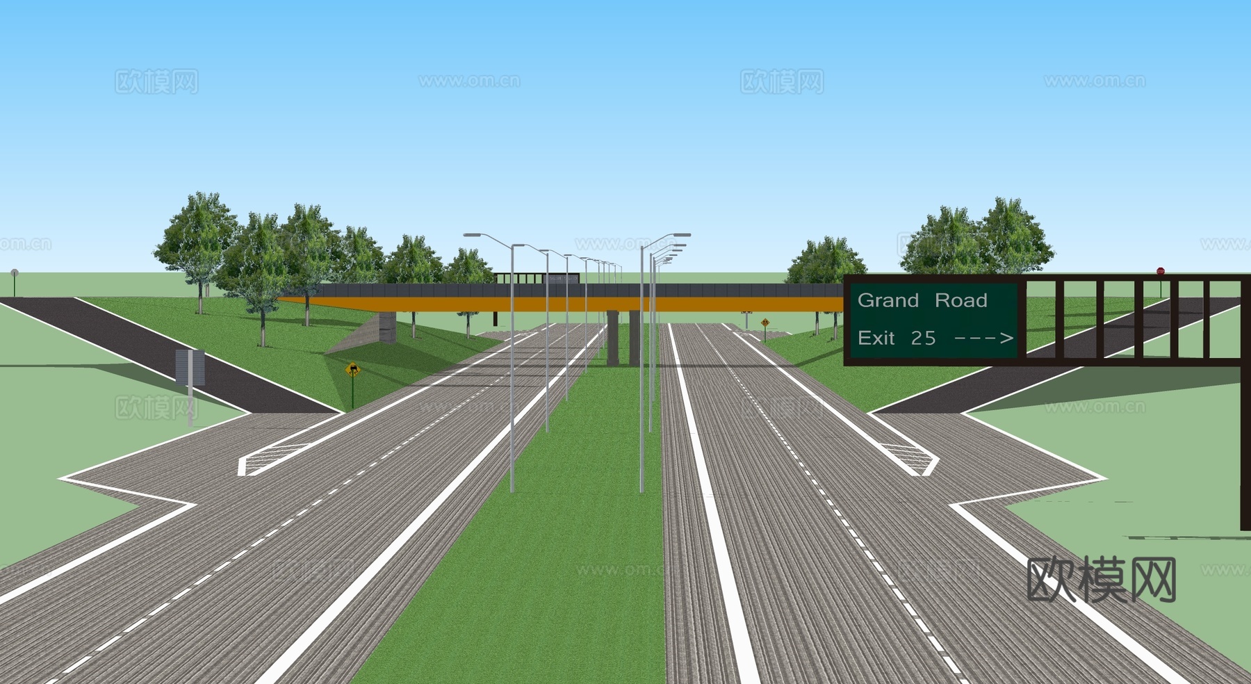 现代高架桥公路su模型下载