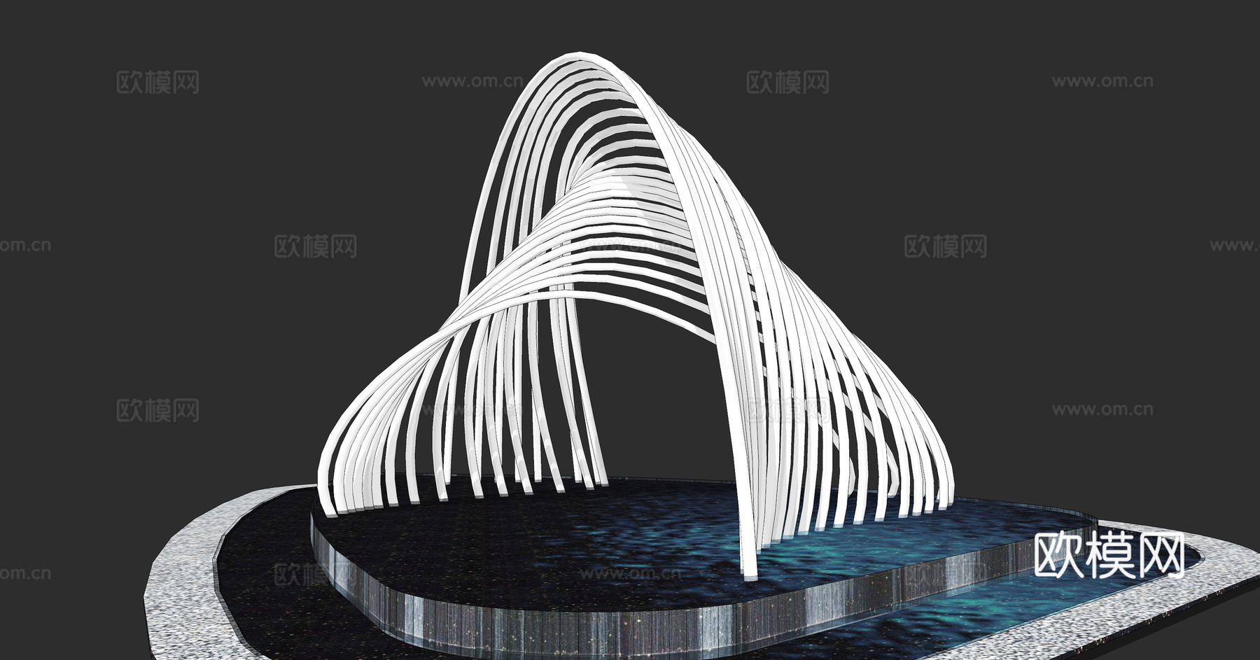 现代曲线雕塑小品su模型下载