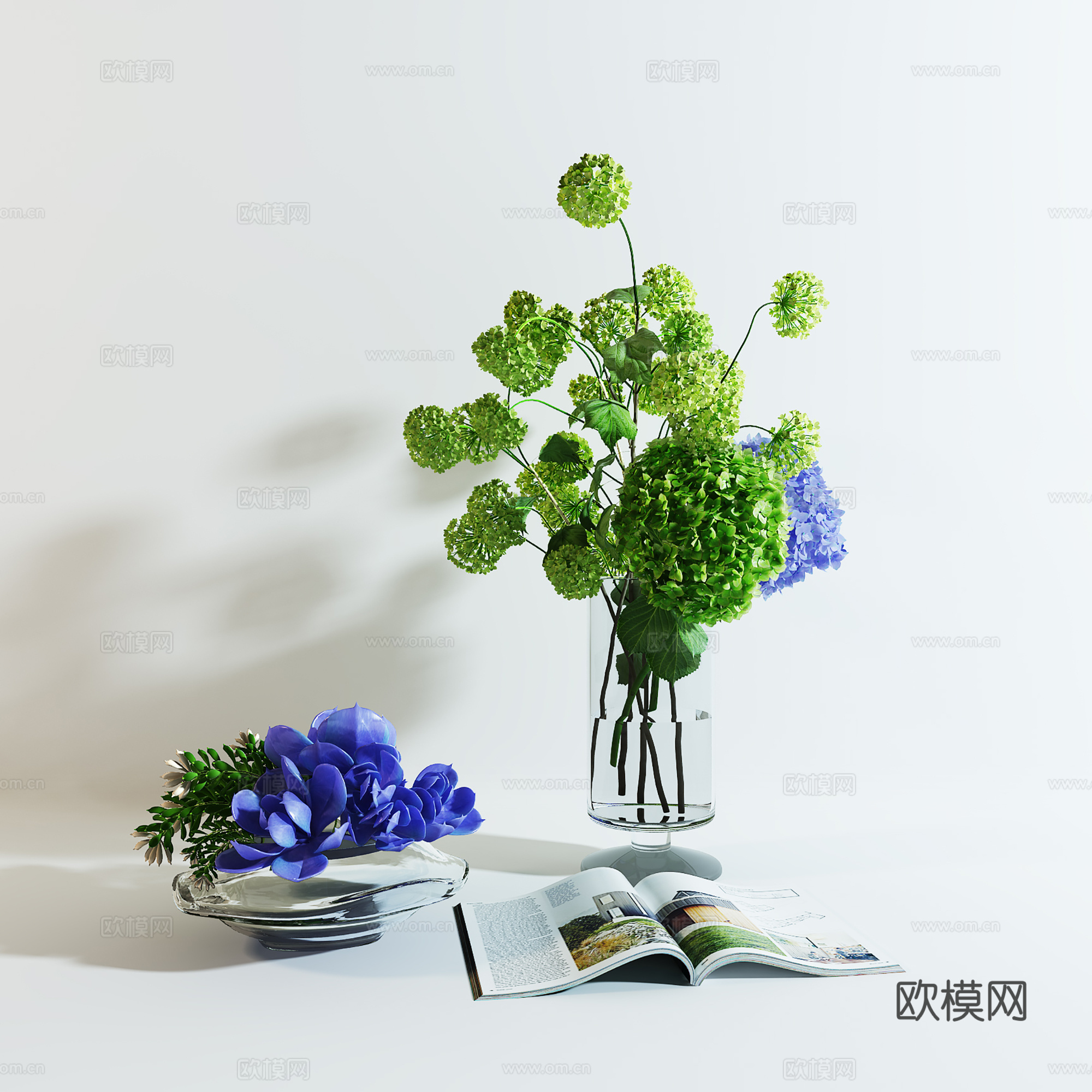 现代花瓶花艺  绿植盆栽3d模型