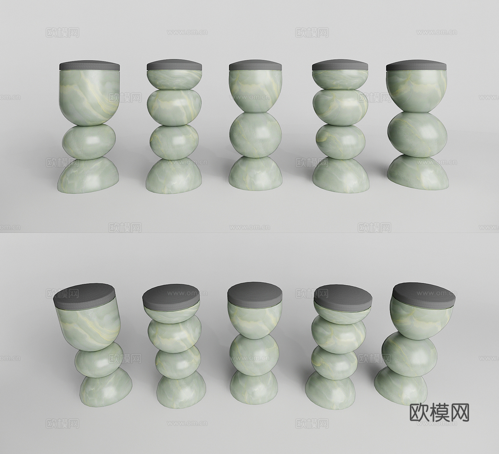 现代石墩凳子su模型下载