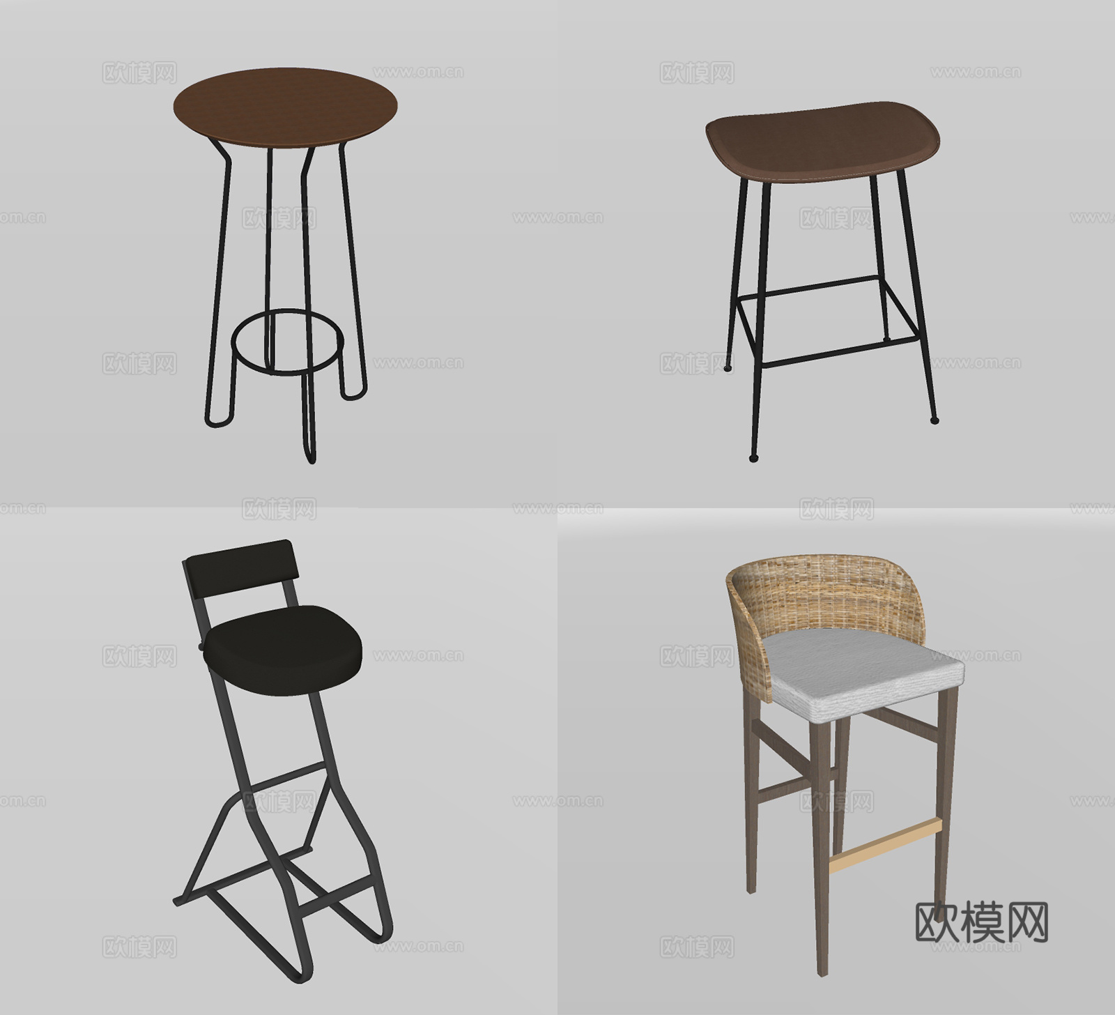 现代吧椅su模型下载
