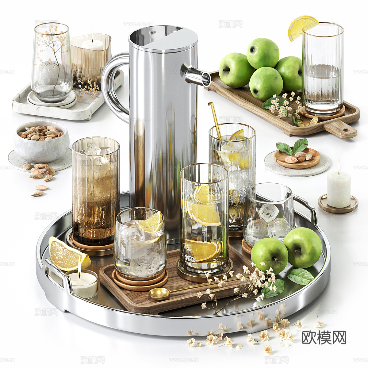 现代意式茶具3d模型
