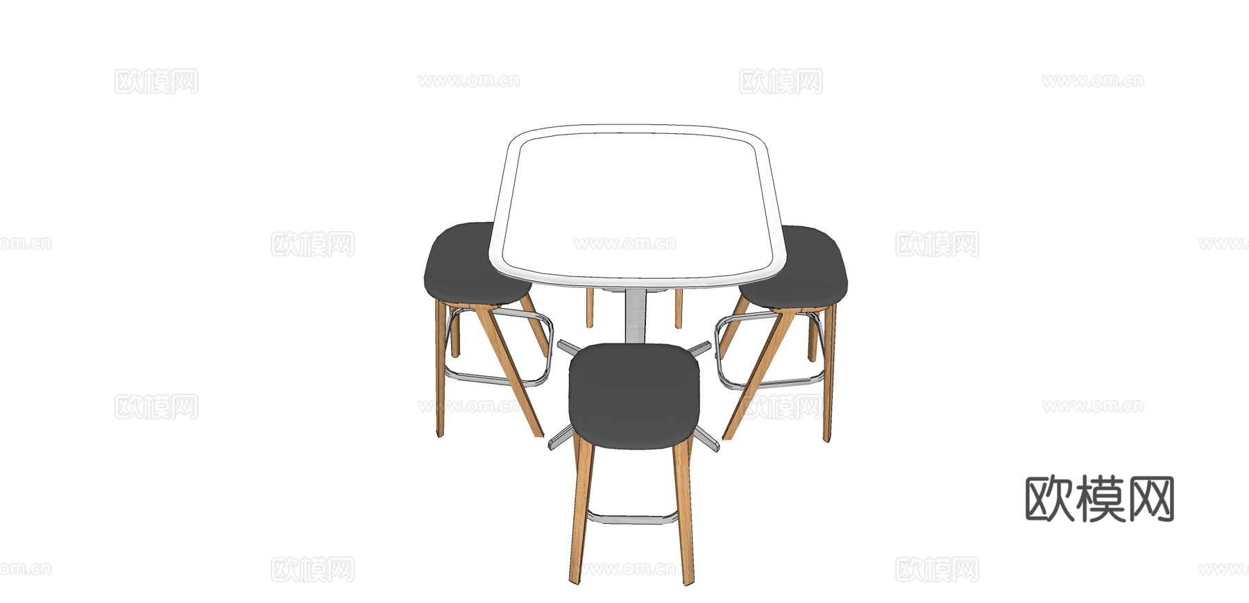 现代实木餐桌椅su模型下载
