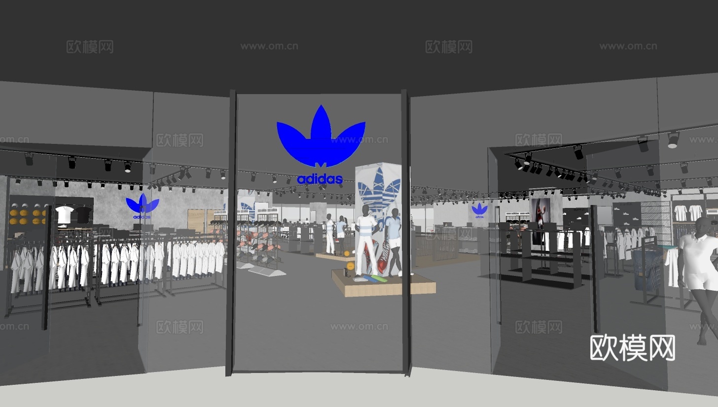 现代阿迪运动服专卖店su模型下载