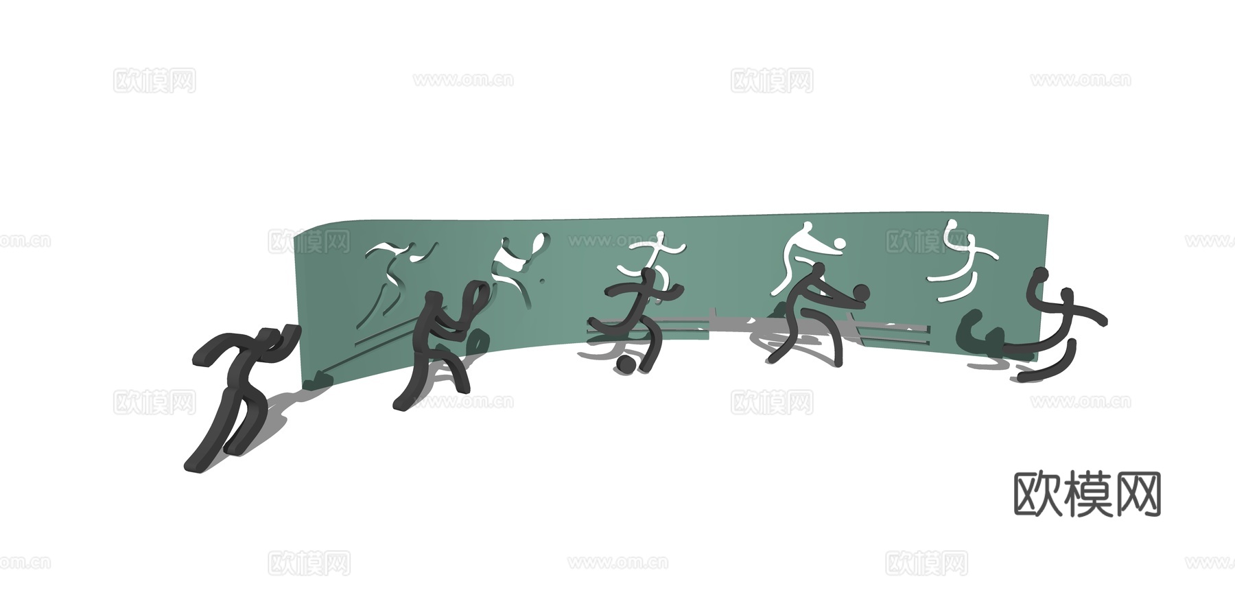 现代抽象人物雕塑su模型下载