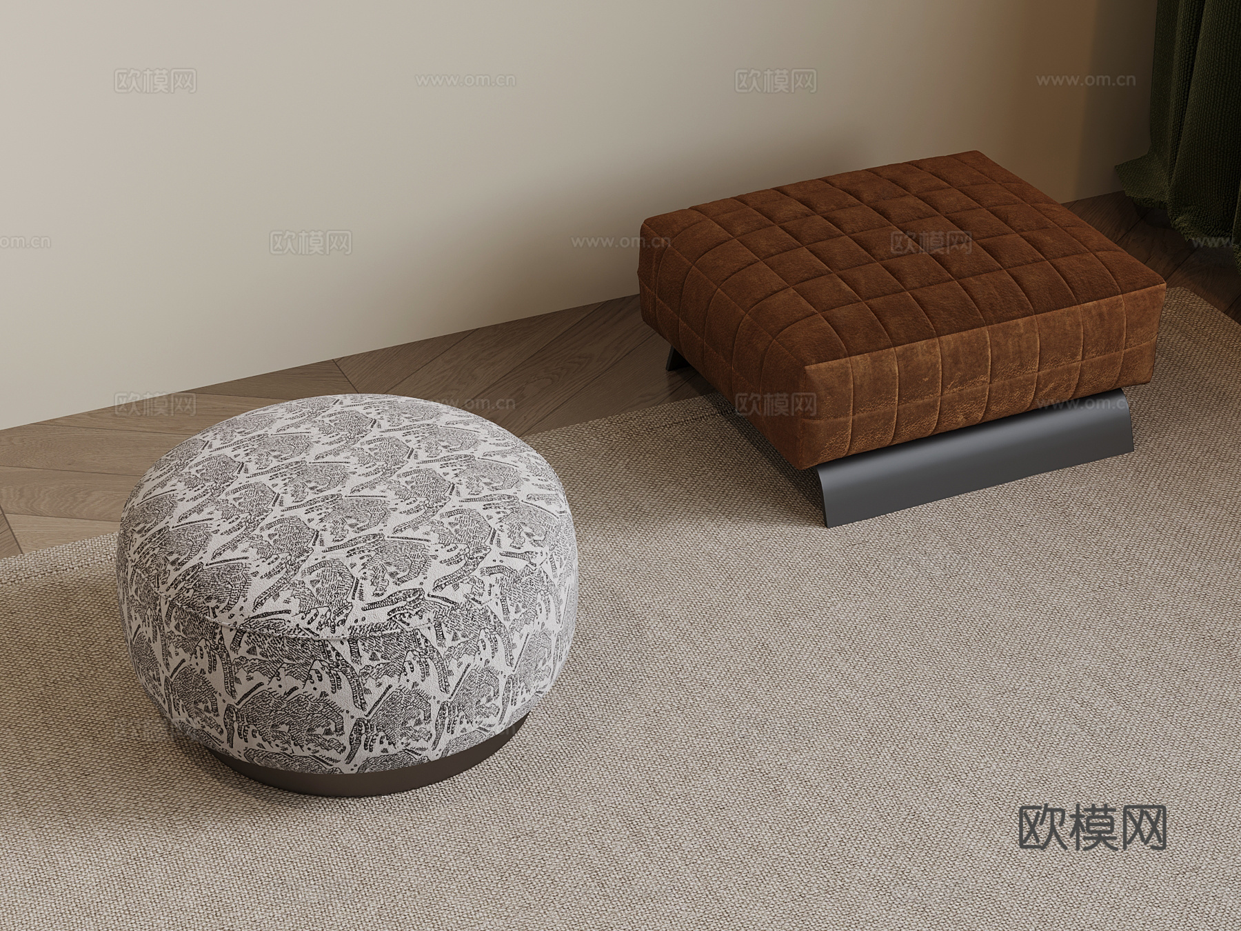 27法式中古风沙发凳 矮凳3d模型