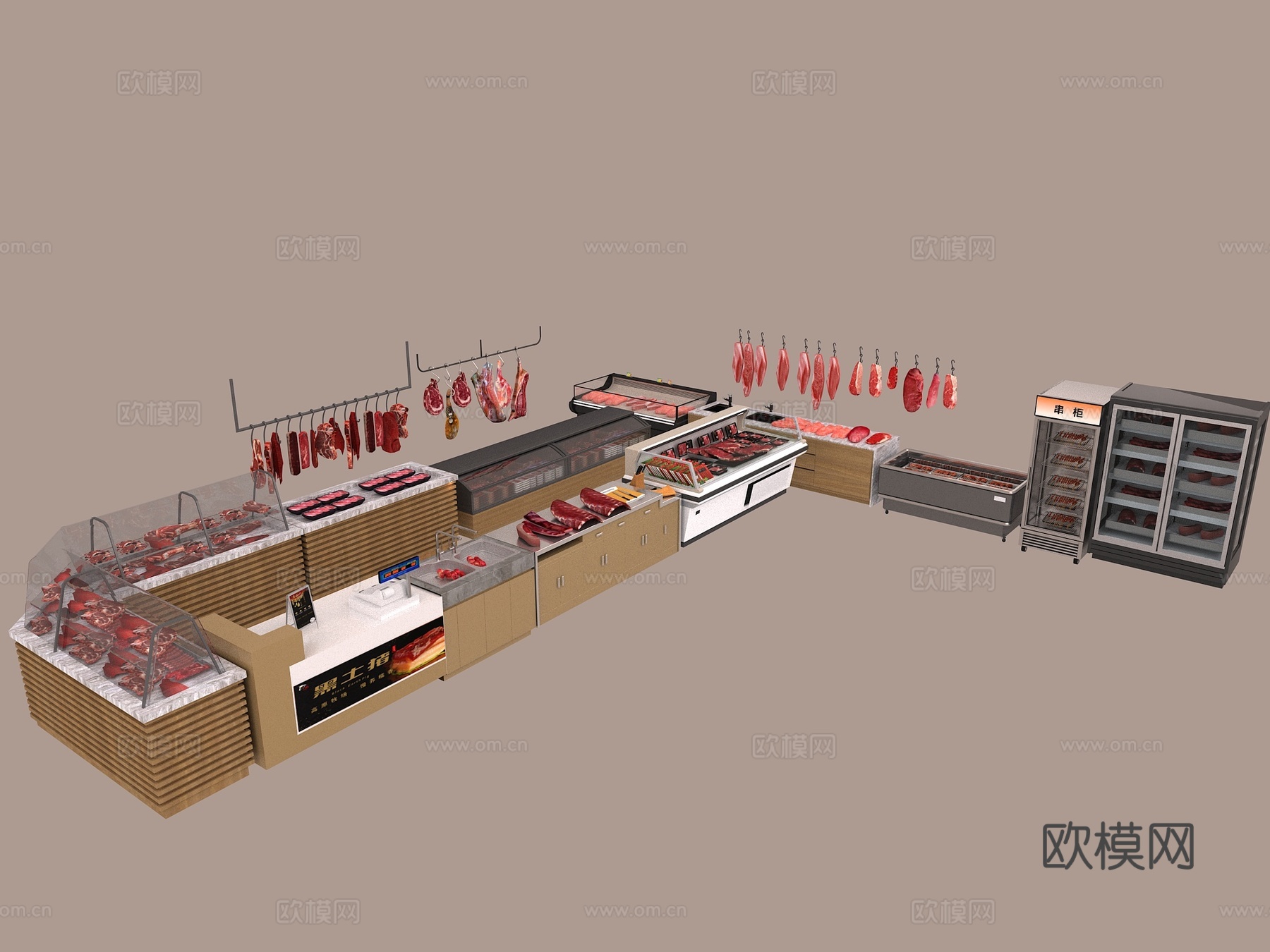烧烤店肉品展柜免费3d模型