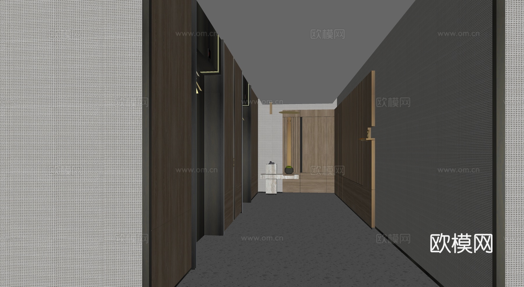 现代酒店电梯厅su模型下载