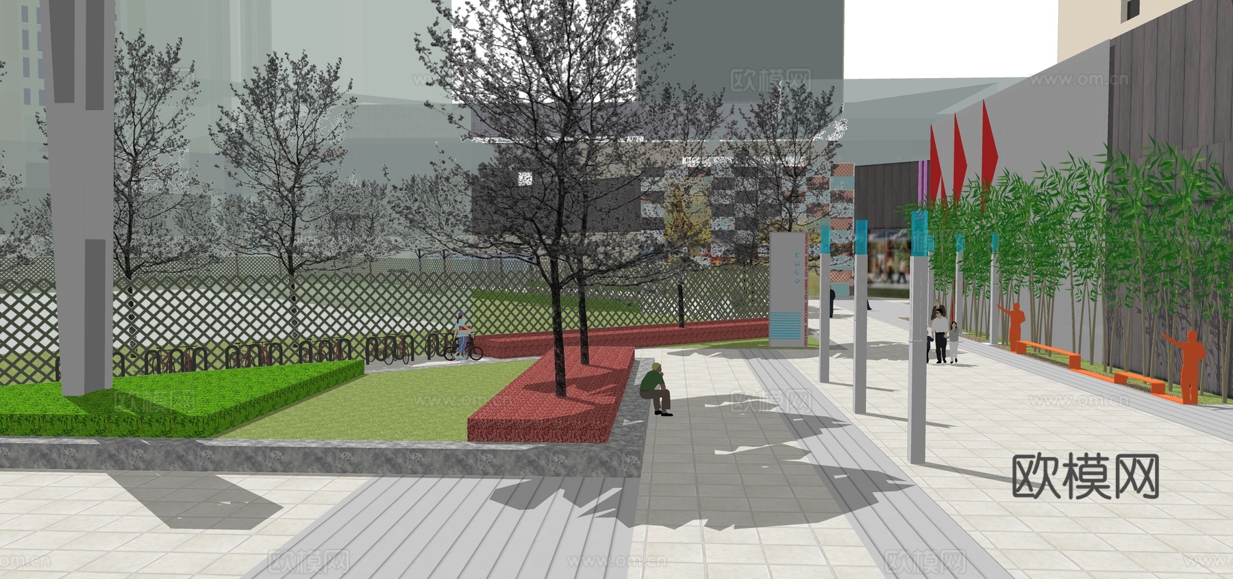 现代商业综合楼su模型下载