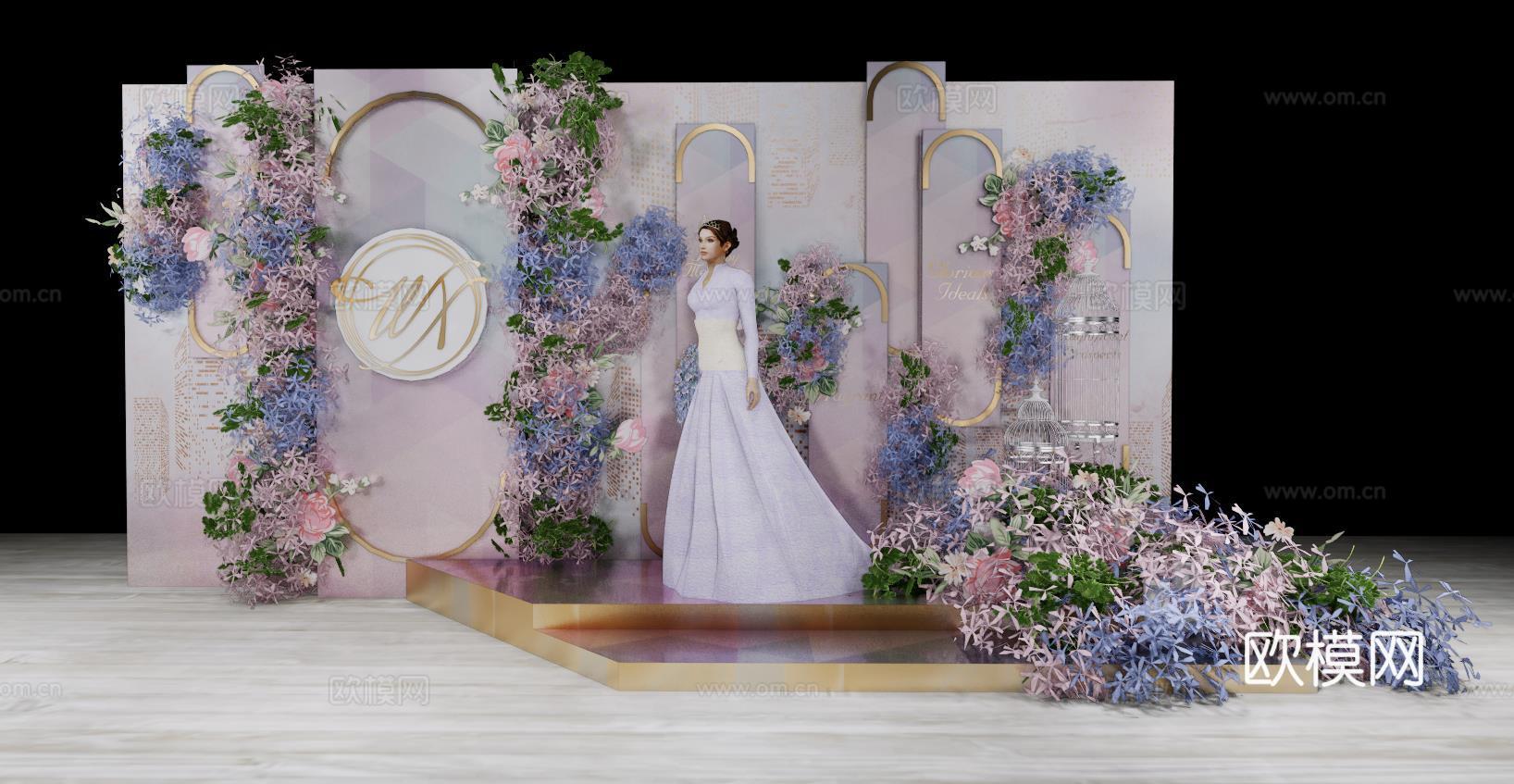 现代婚庆美陈su模型下载