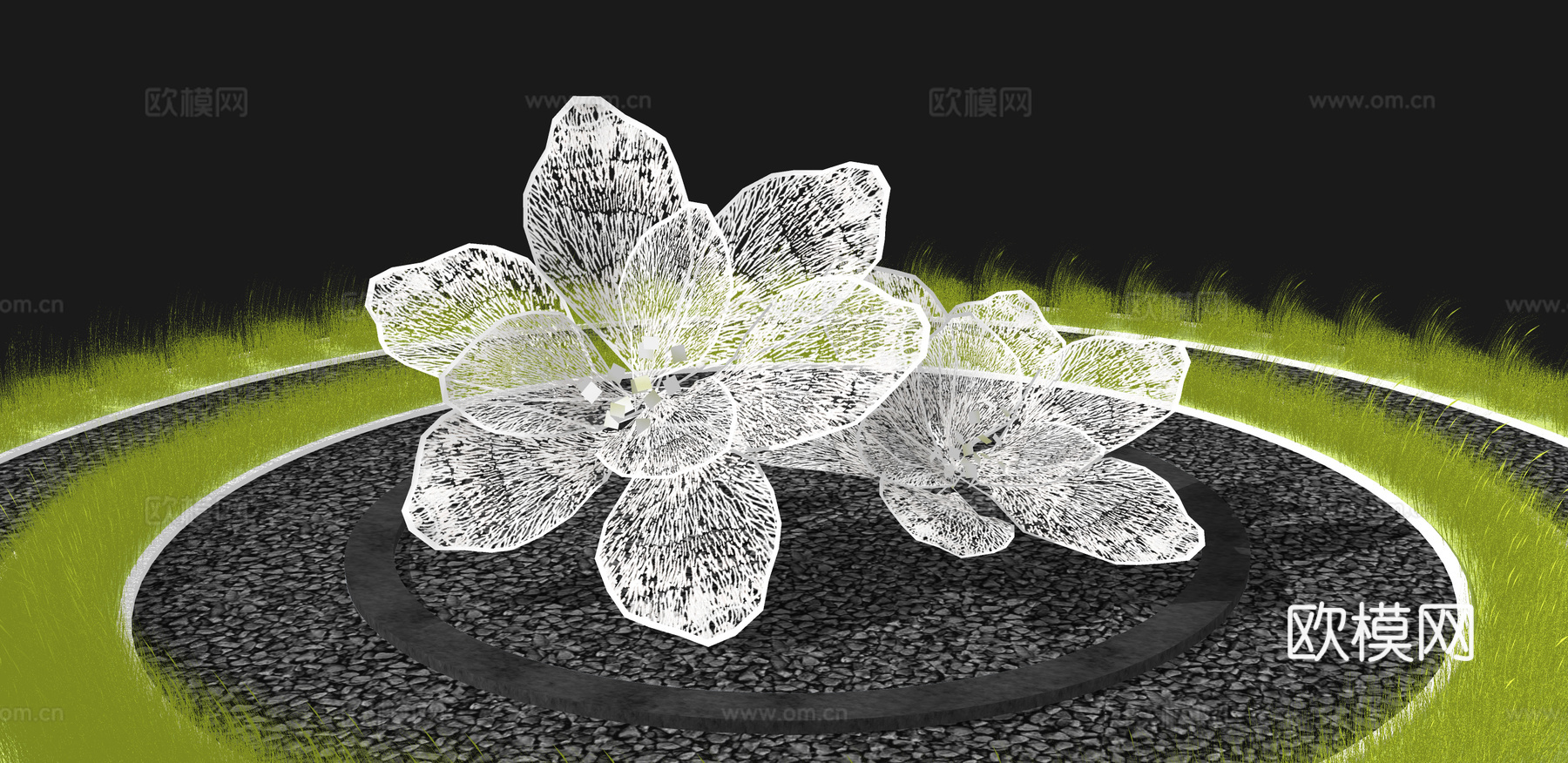 现代花朵花卉雕塑小品su模型下载