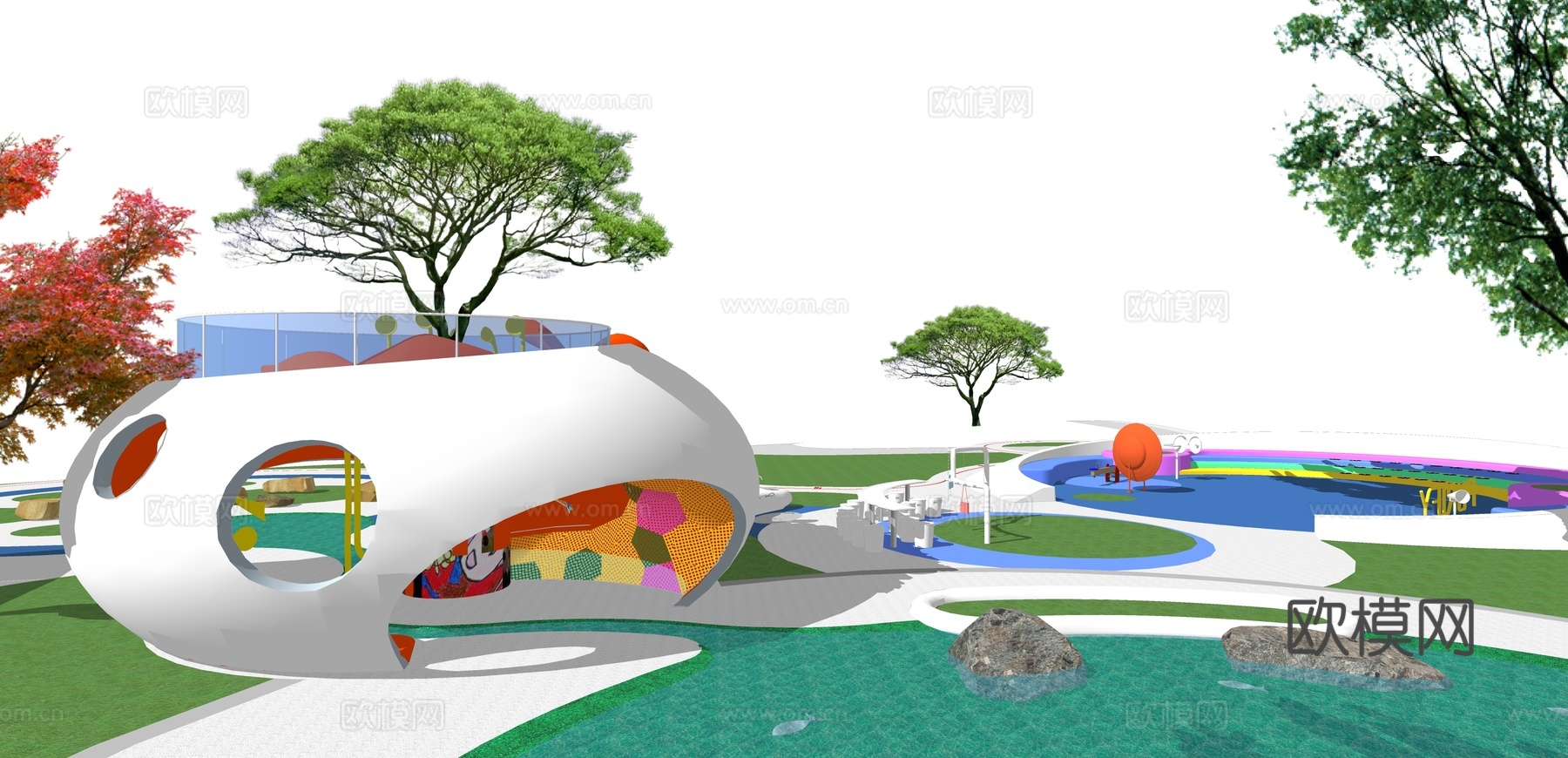 现代儿童活游乐场su模型下载下载（渲染图3）