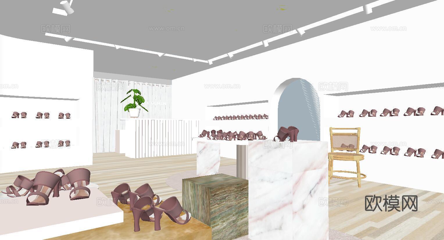 现代美甲店su模型下载