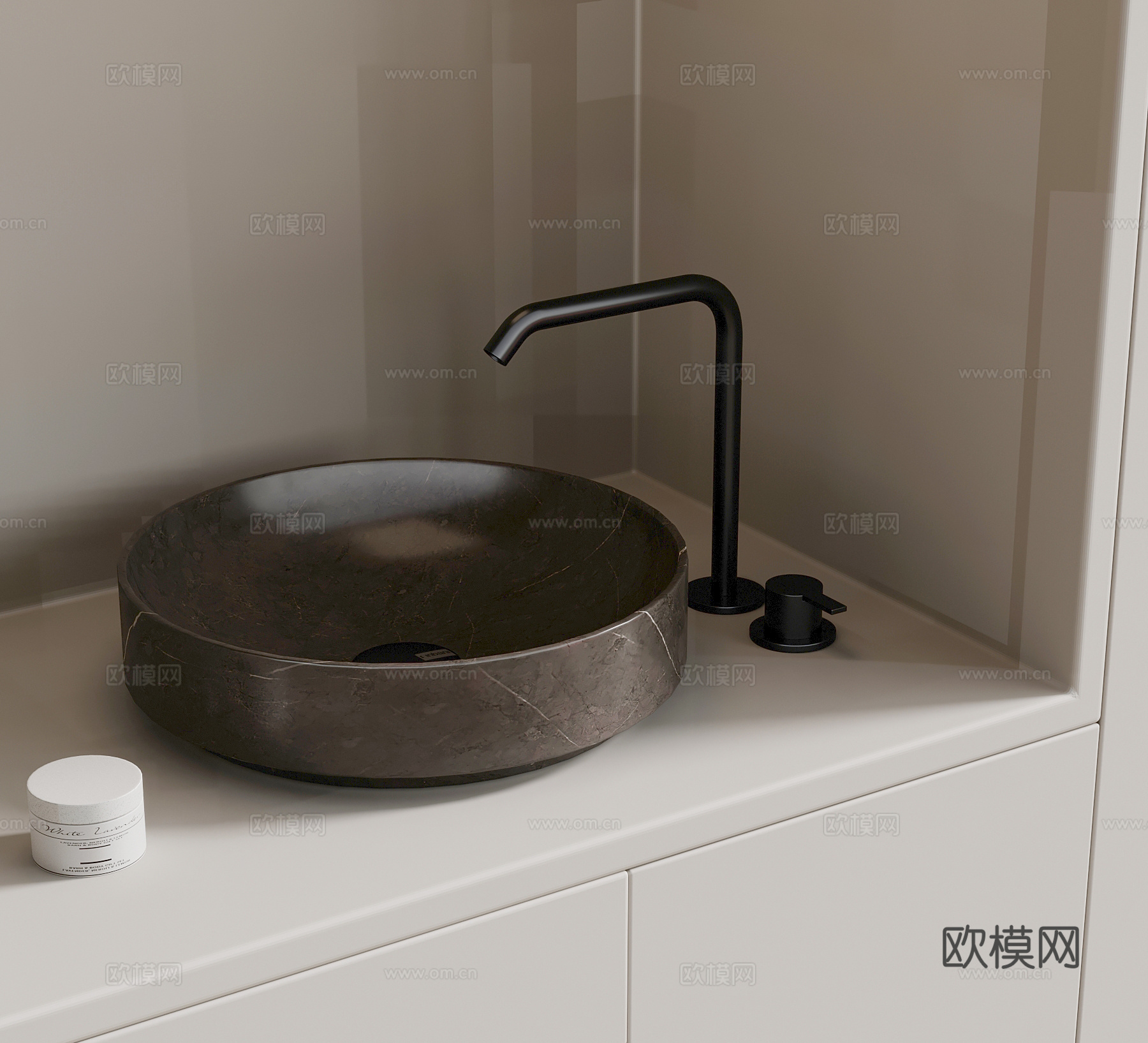 24现代洗手台 洗手盆su模型