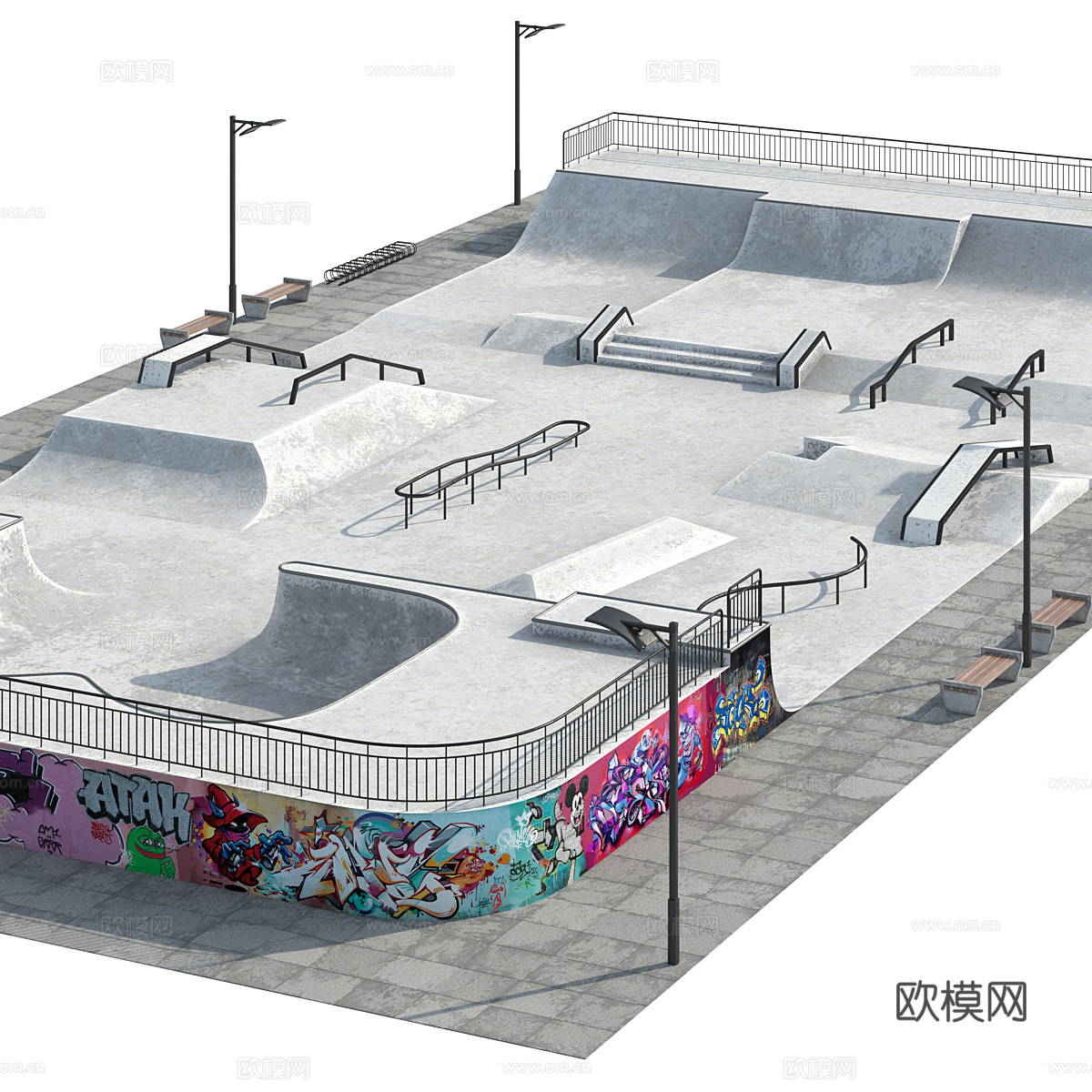 现代滑板公园3d模型
