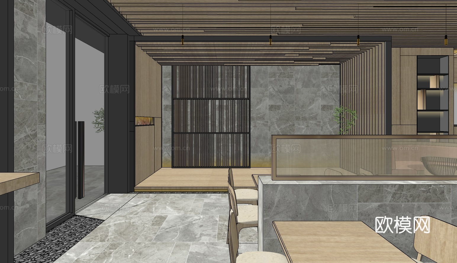 日式料理店su模型下载