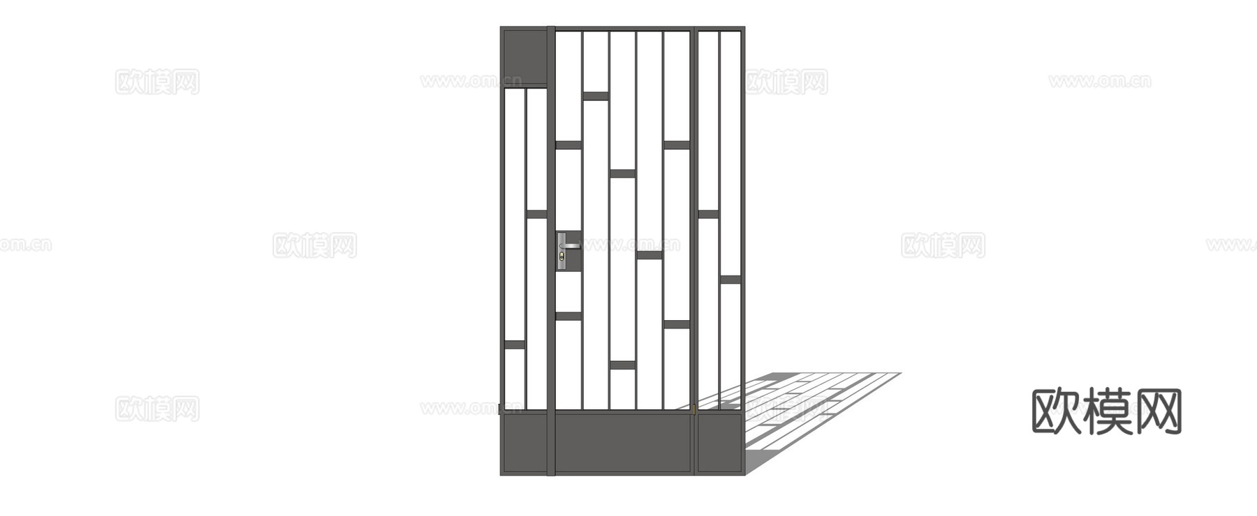 现代铁艺门su模型下载