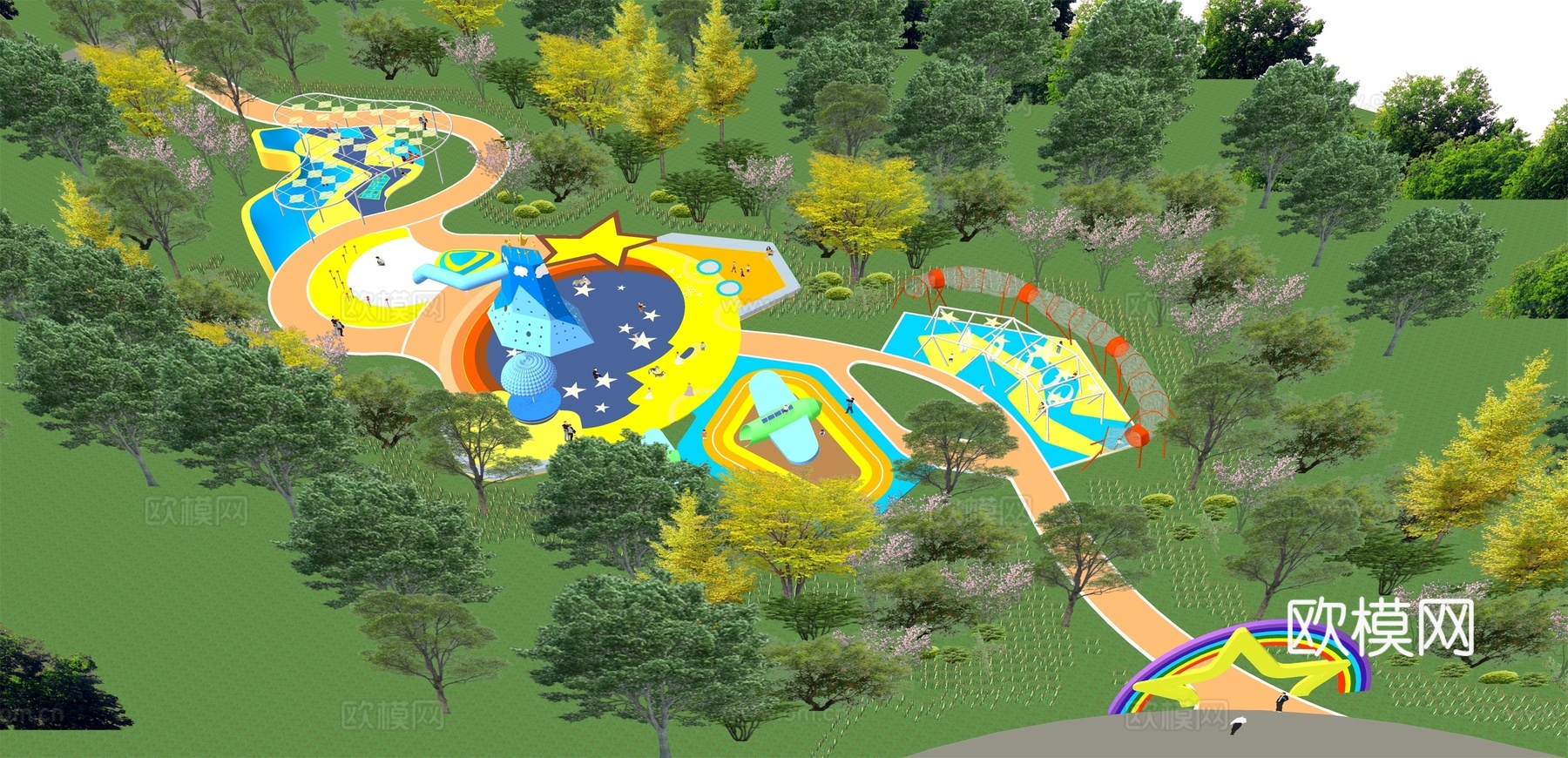 现代儿童游乐场su模型下载下载（渲染图6）