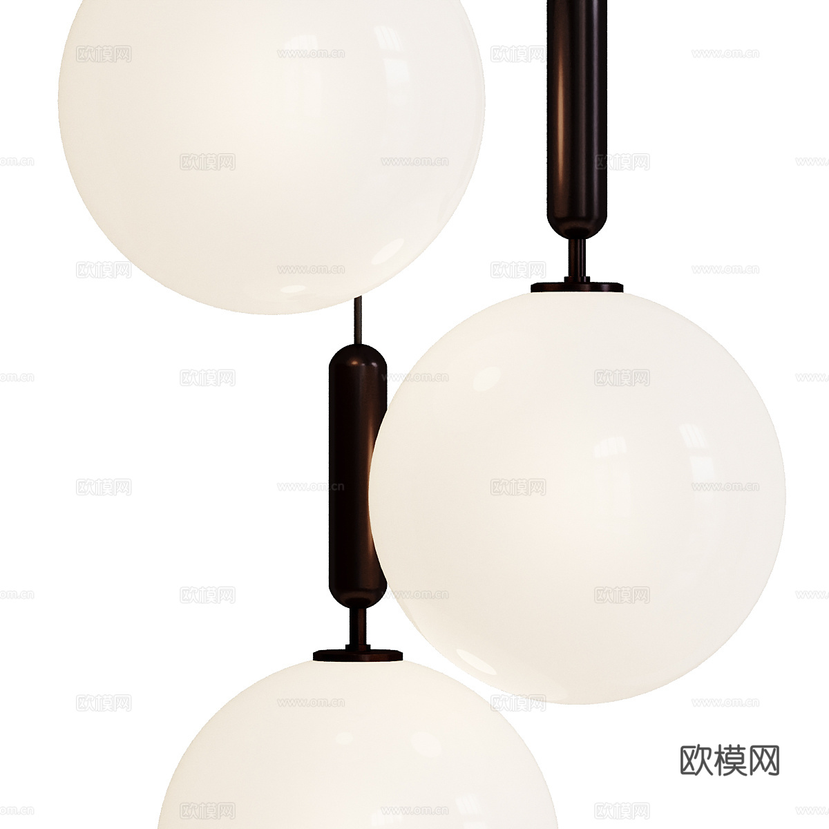 现代极简球形玻璃小吊灯3d模型