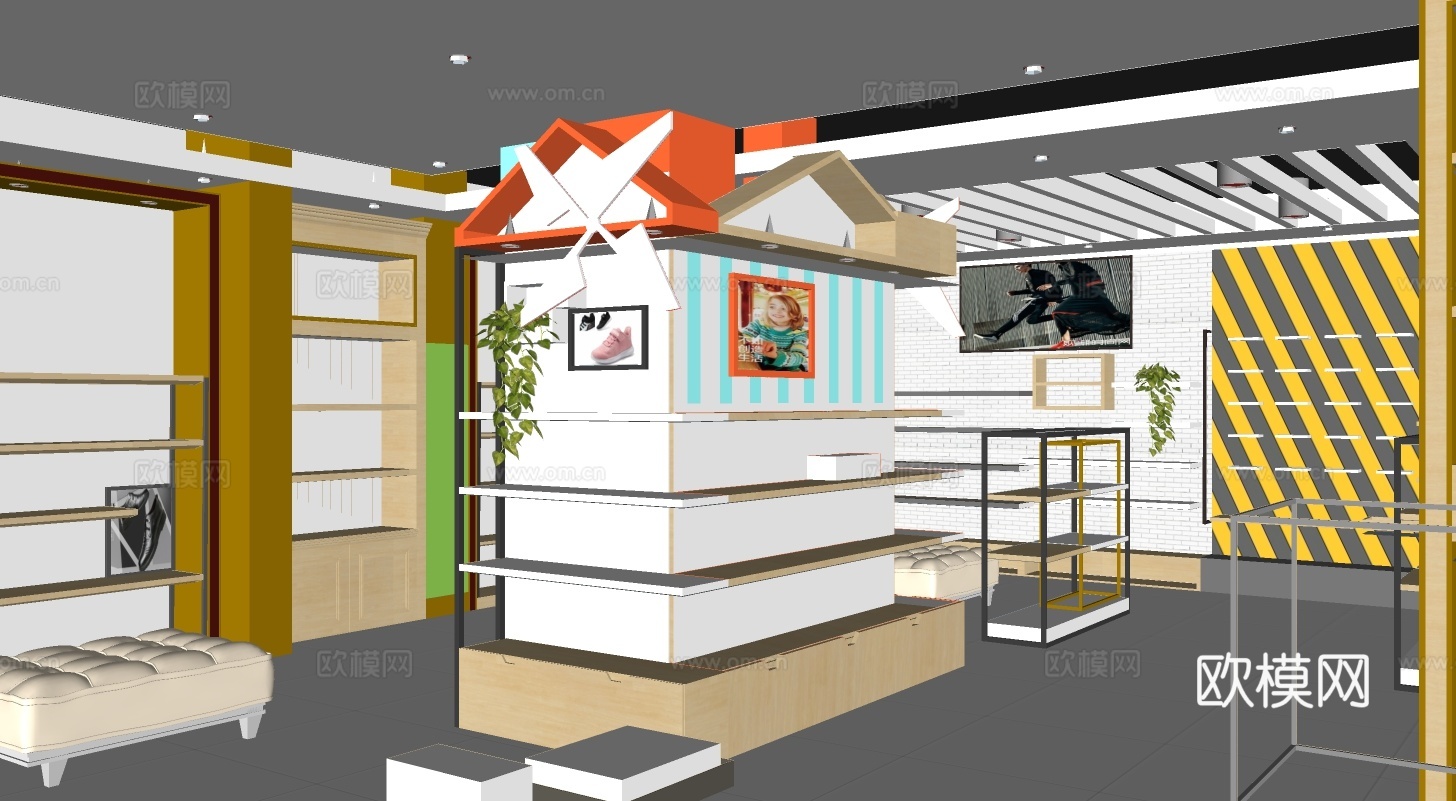 现代鞋店su模型下载