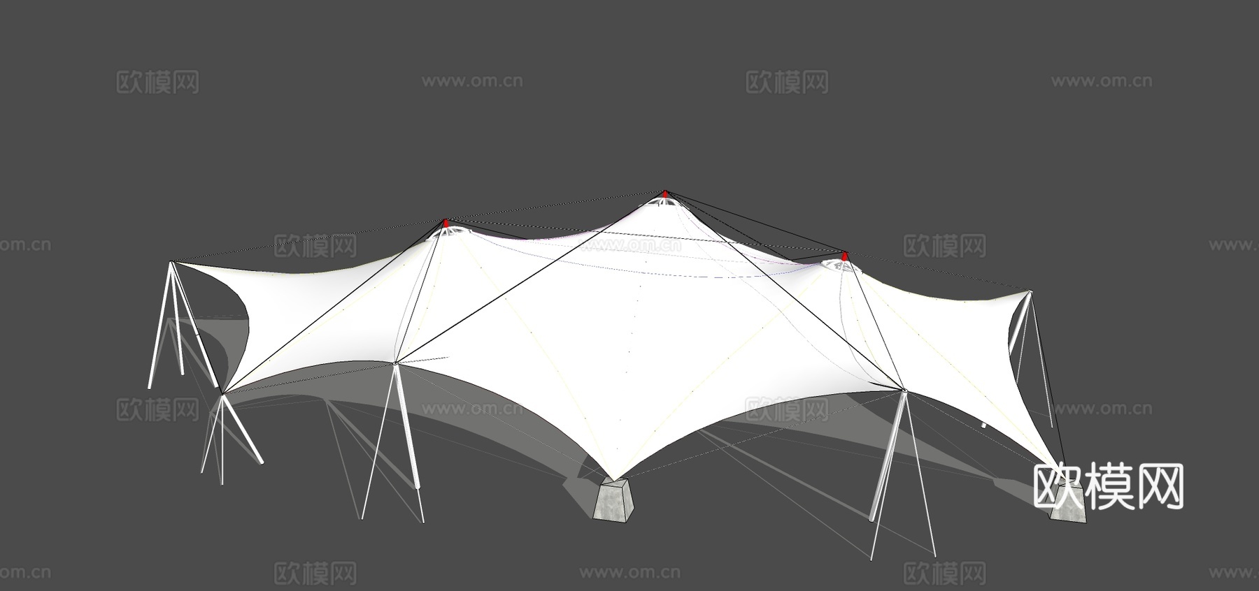 现代异形张拉膜廊架su模型下载