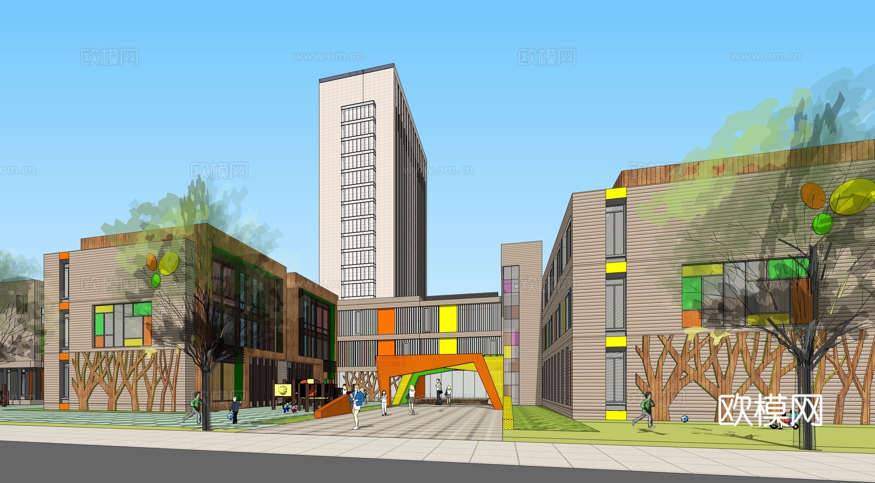 现代幼儿园su模型下载下载（渲染图2）