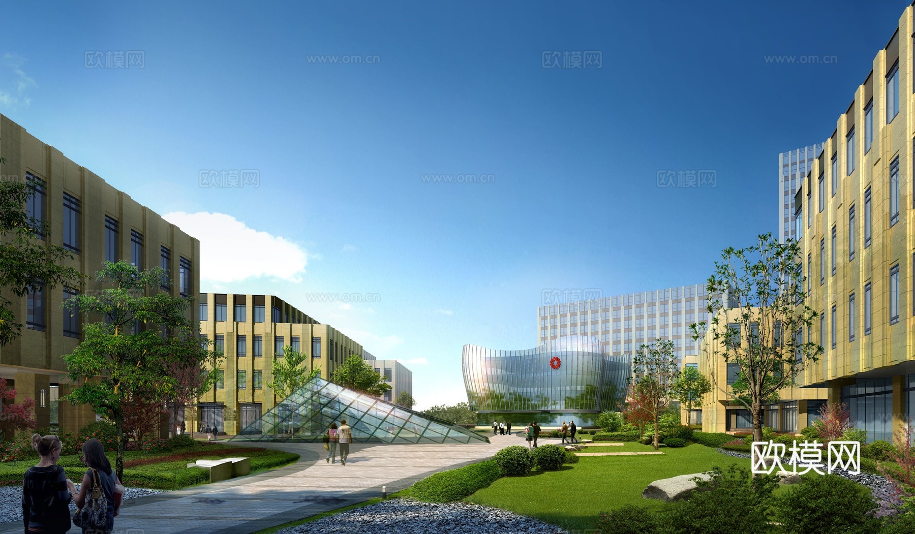 现代高层办公楼su模型下载