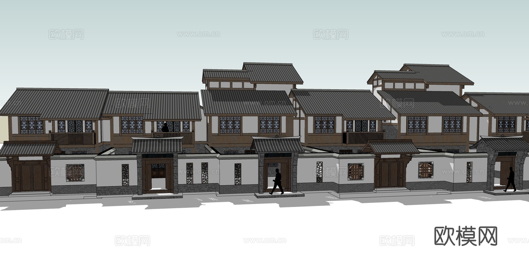 中式古建民宿su模型下载