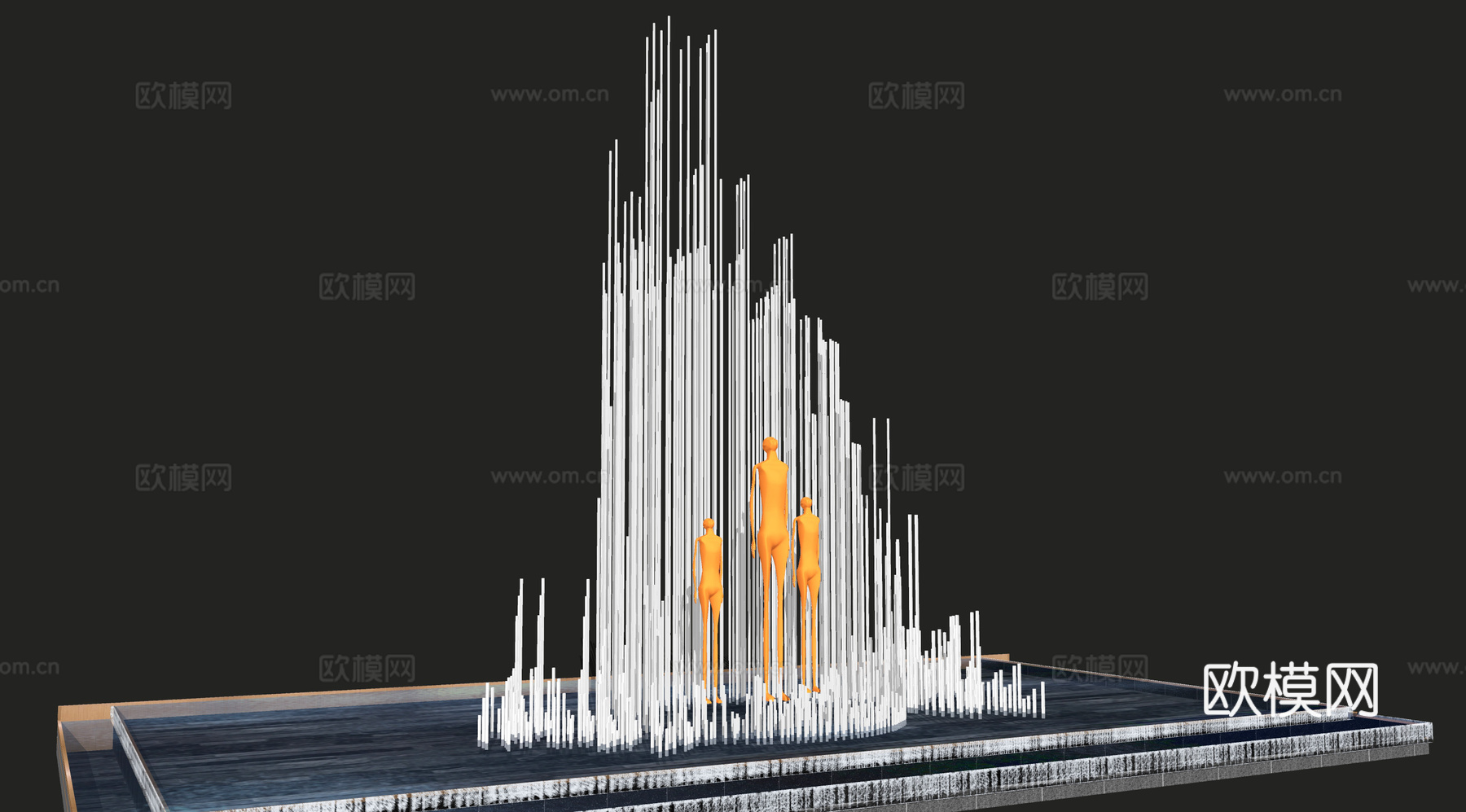 现代水景雕塑小品su模型下载