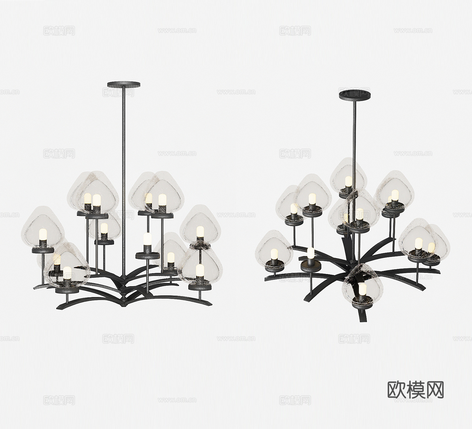 现代水晶多头吊灯su模型下载