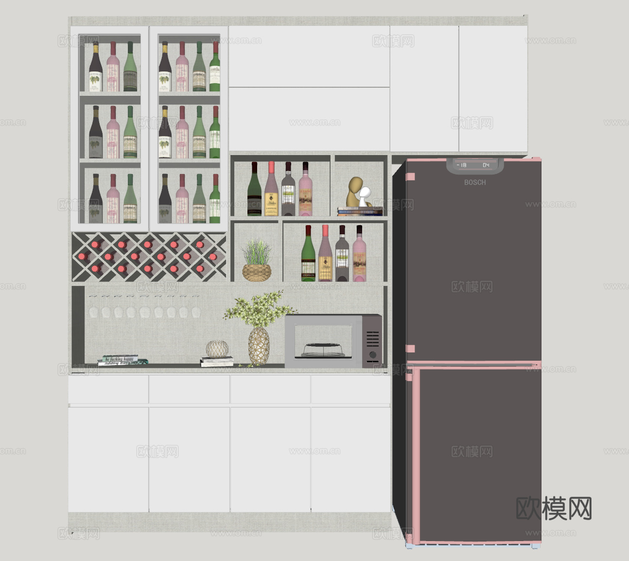 现代装饰酒柜su模型下载