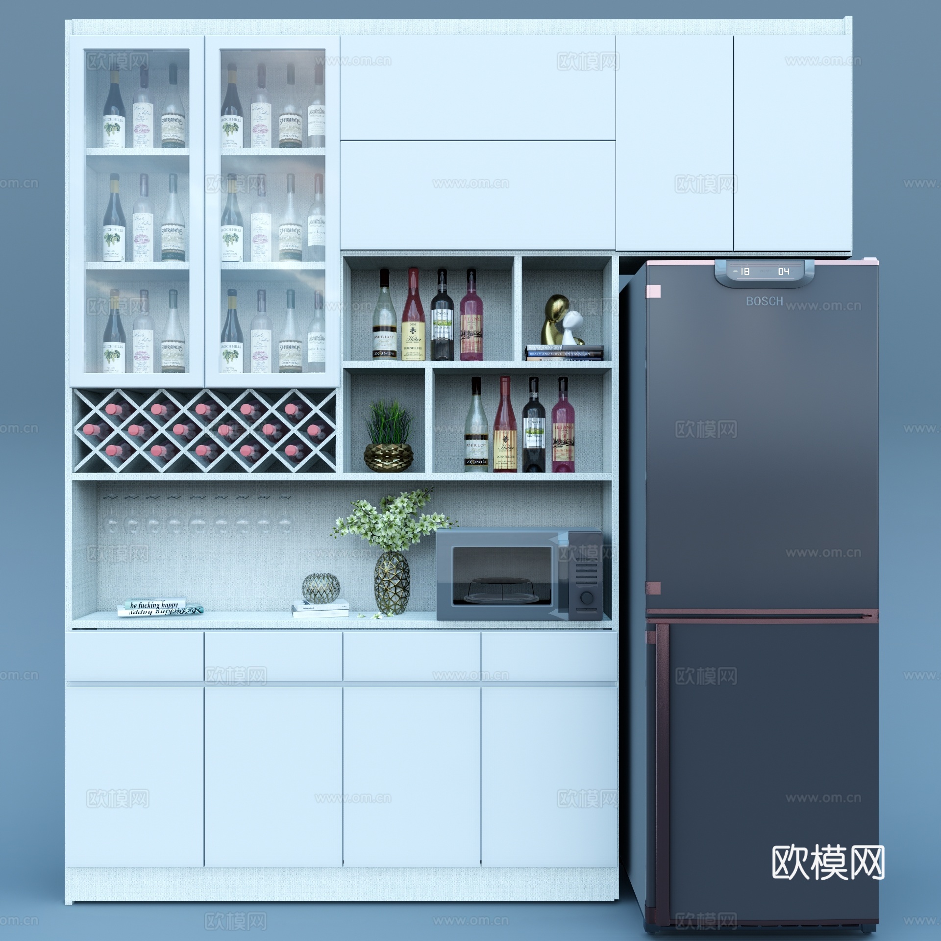 现代装饰酒柜su模型下载