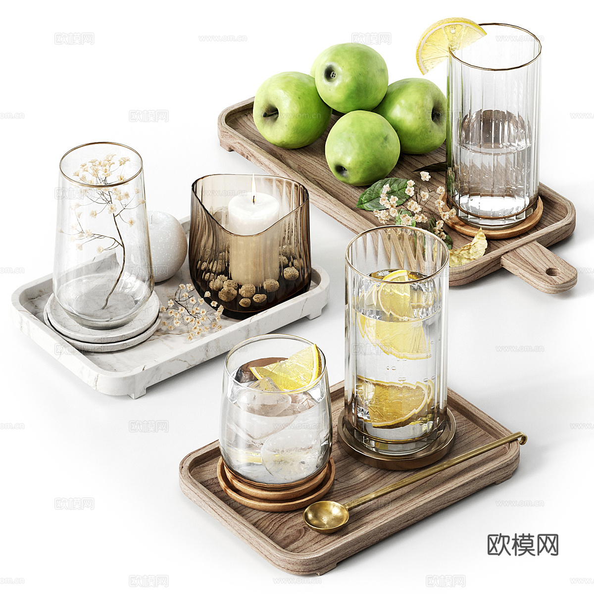 现代意式茶具3d模型