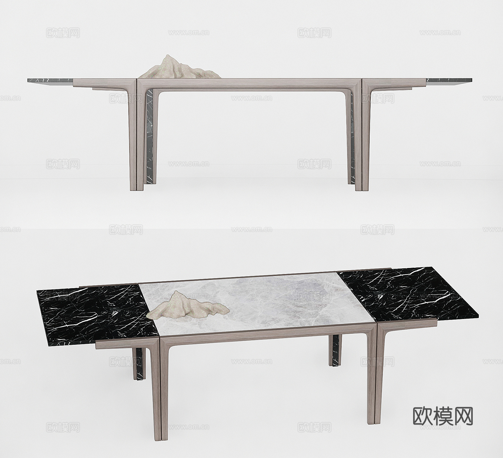 现代大理石餐桌su模型下载