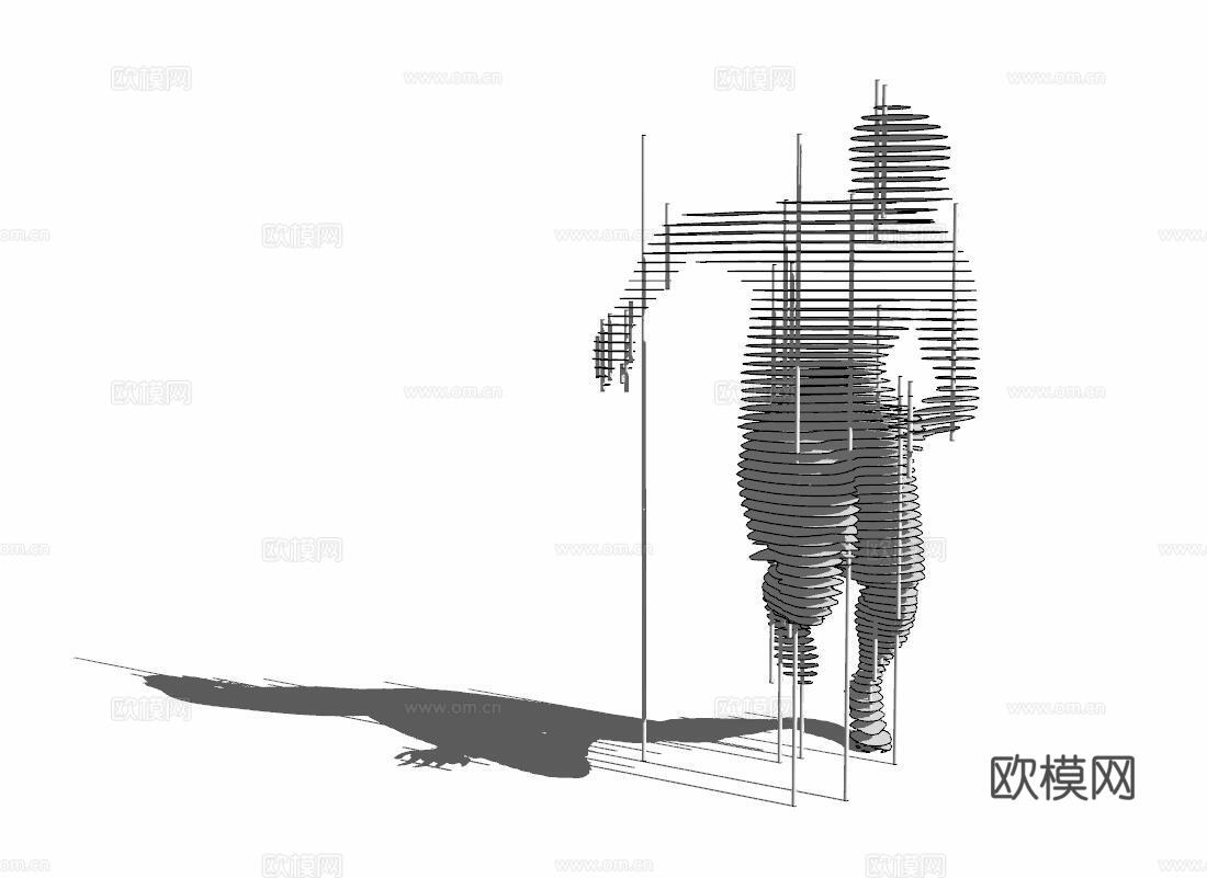 现代抽象人物雕塑su模型下载