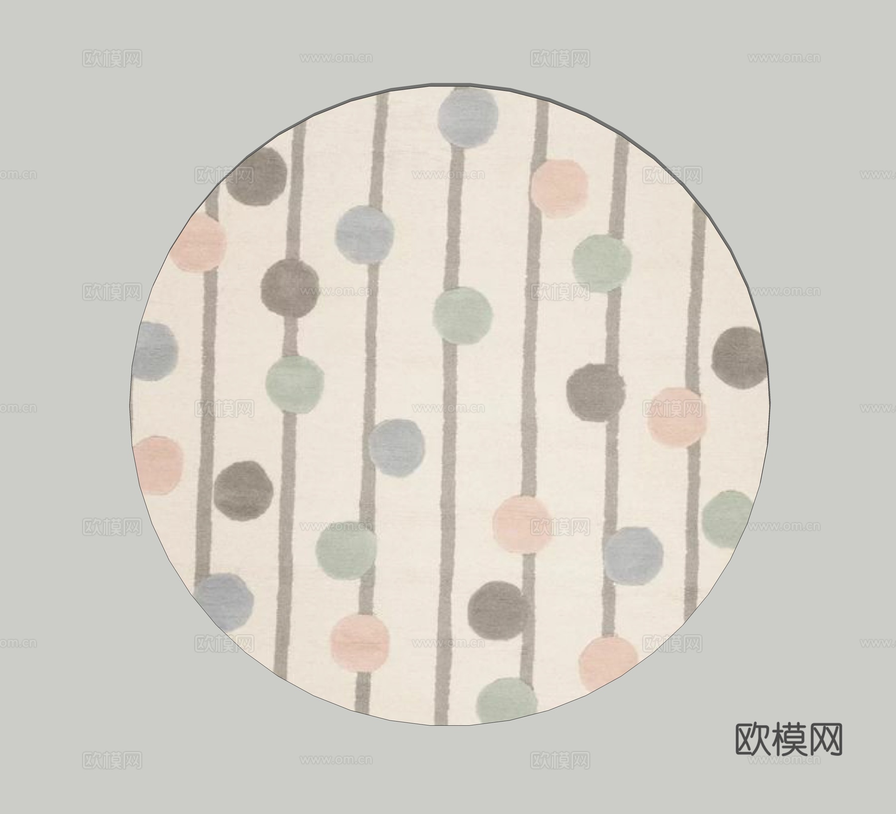 现代圆形艺术地毯su模型下载