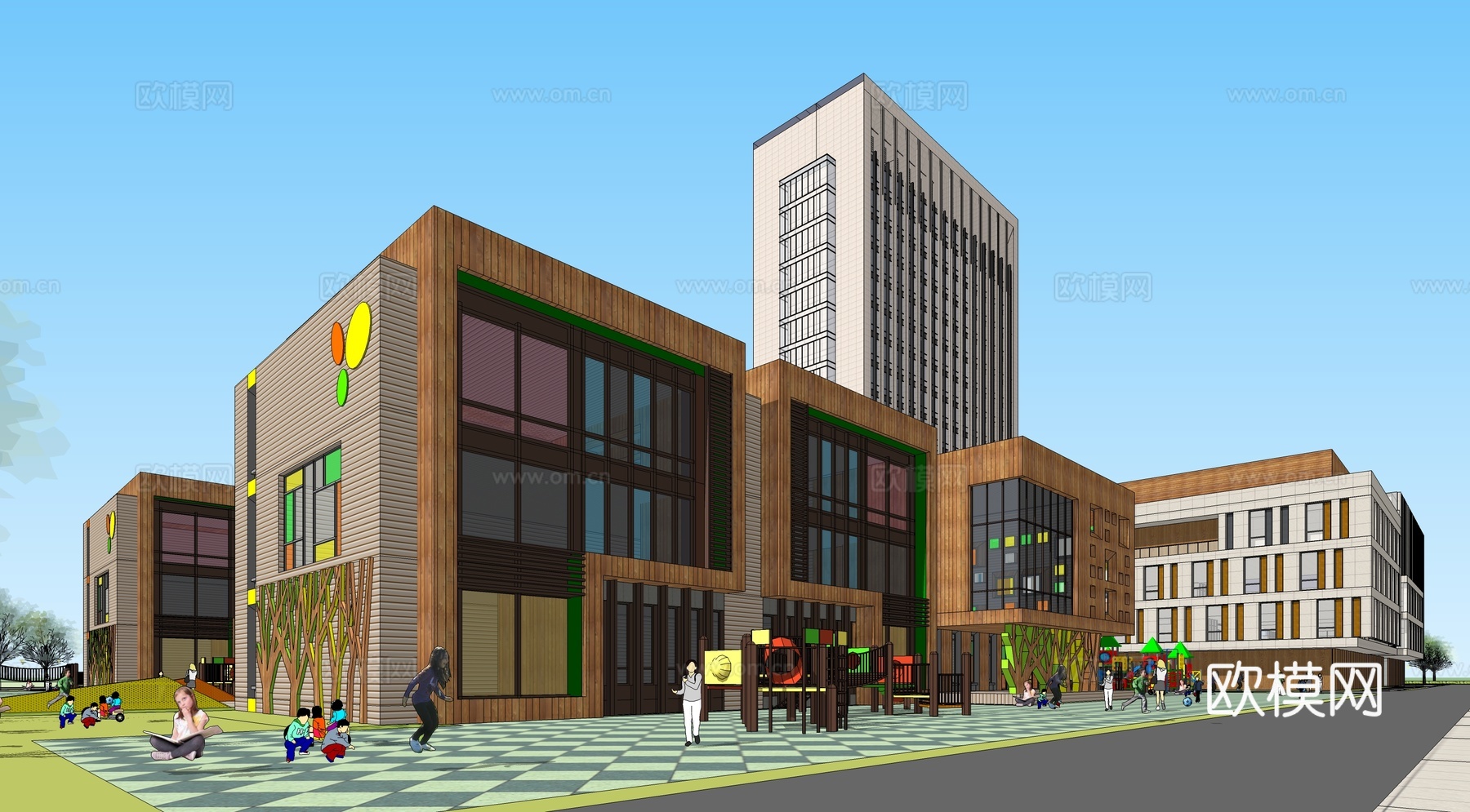现代幼儿园su模型下载下载（渲染图1）