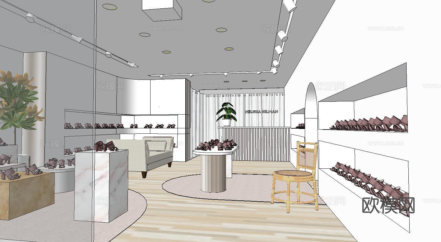 现代美甲店su模型下载