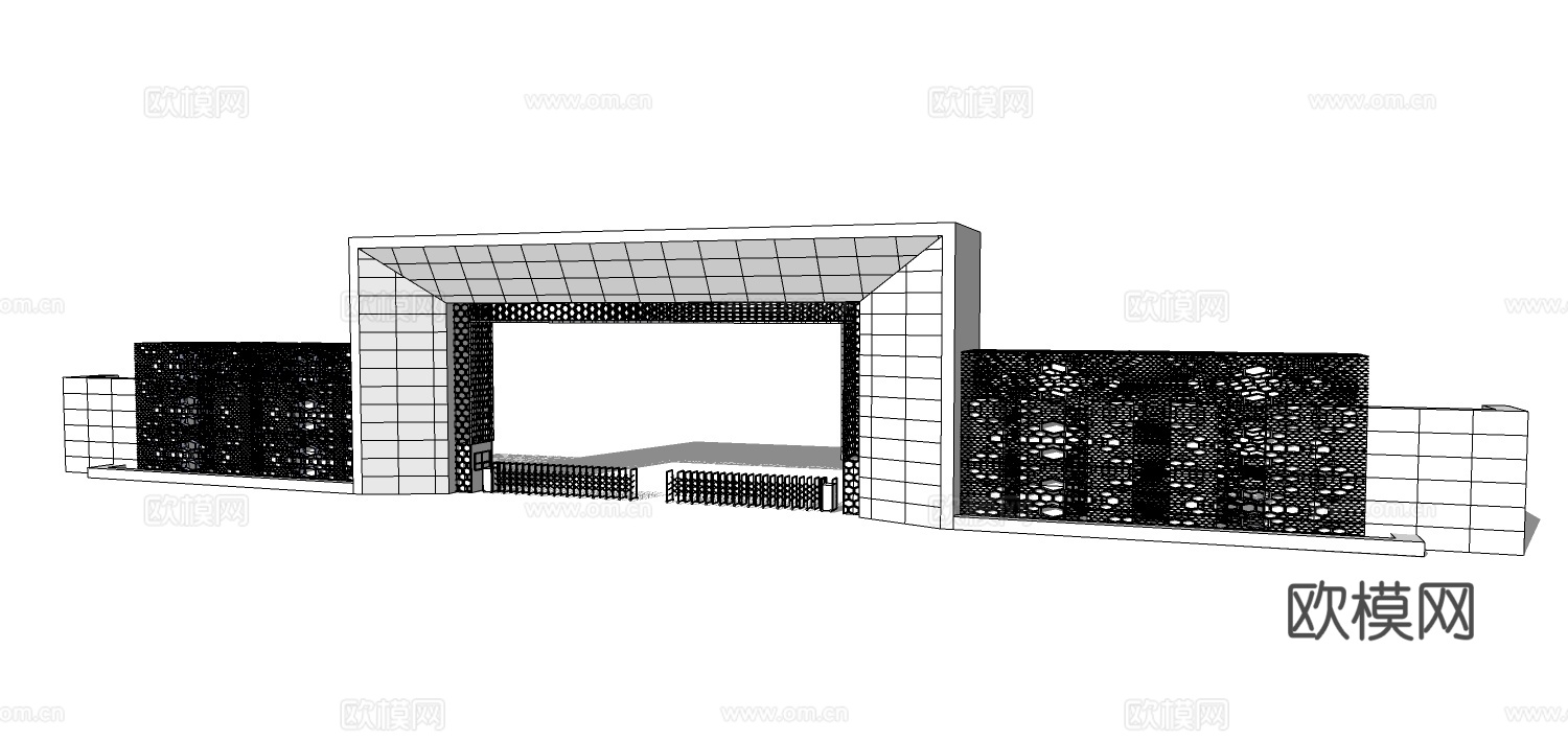 现代大门门头su模型下载