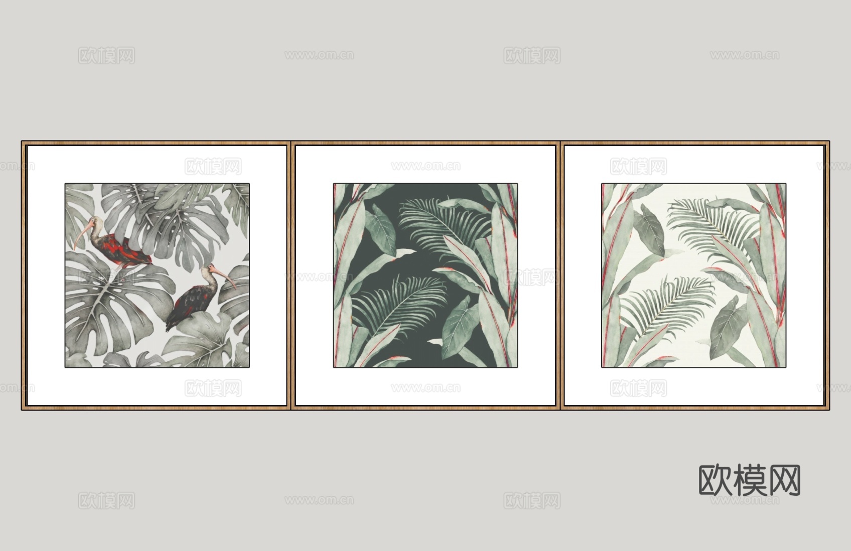 现代绿植装饰画挂画su模型下载