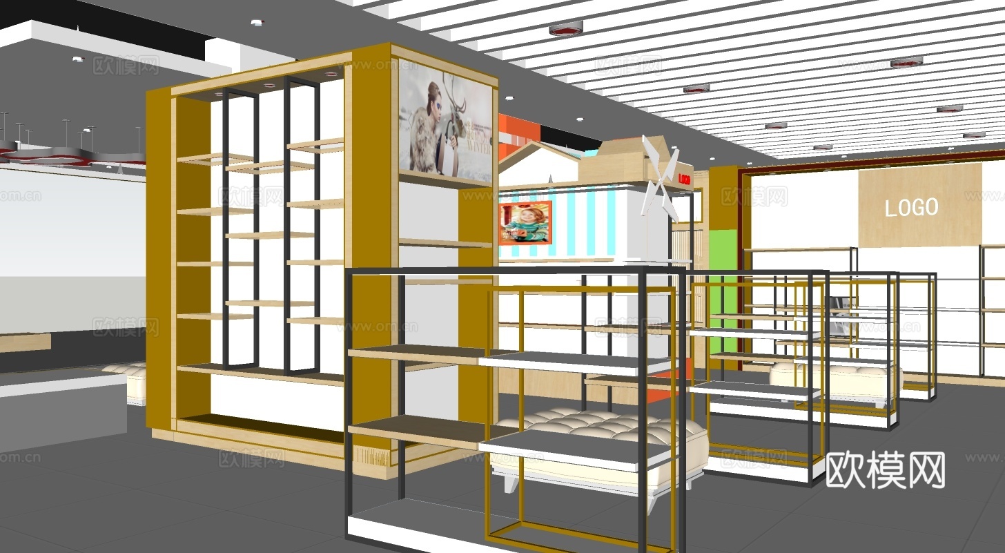 现代鞋店su模型下载