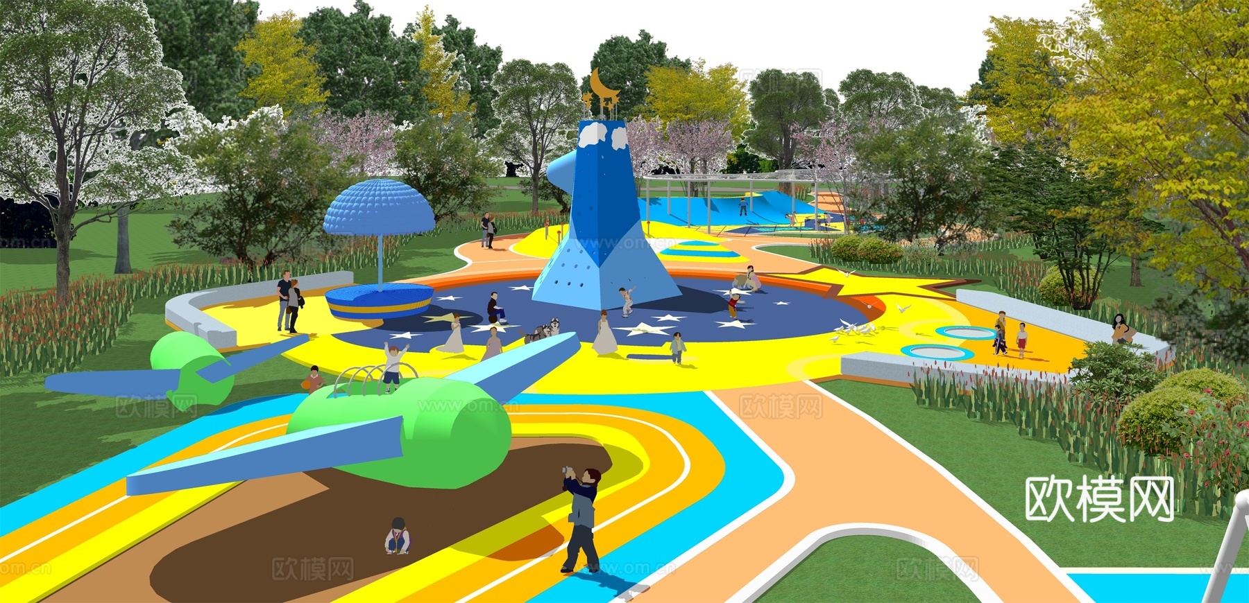 现代儿童游乐场su模型下载下载（渲染图4）