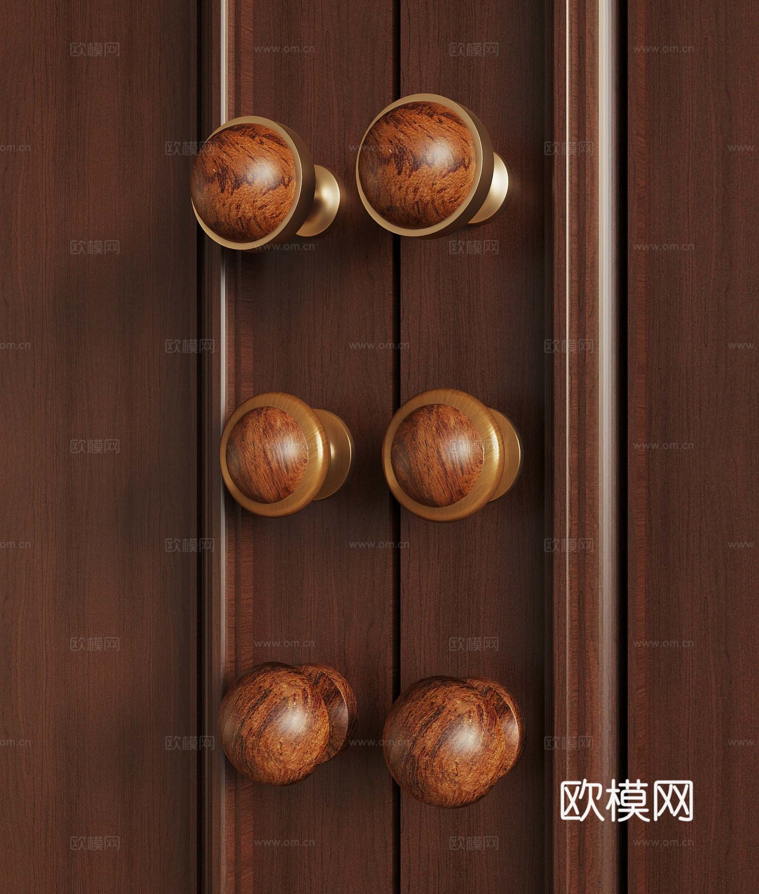 33现代法式柜门拉手 圆形把手su模型