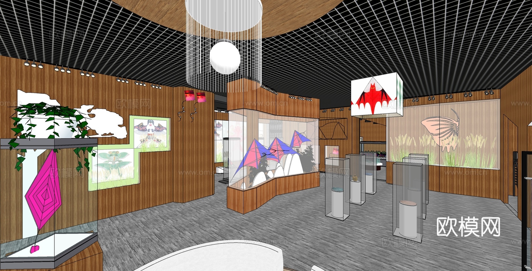 现代展厅su模型下载