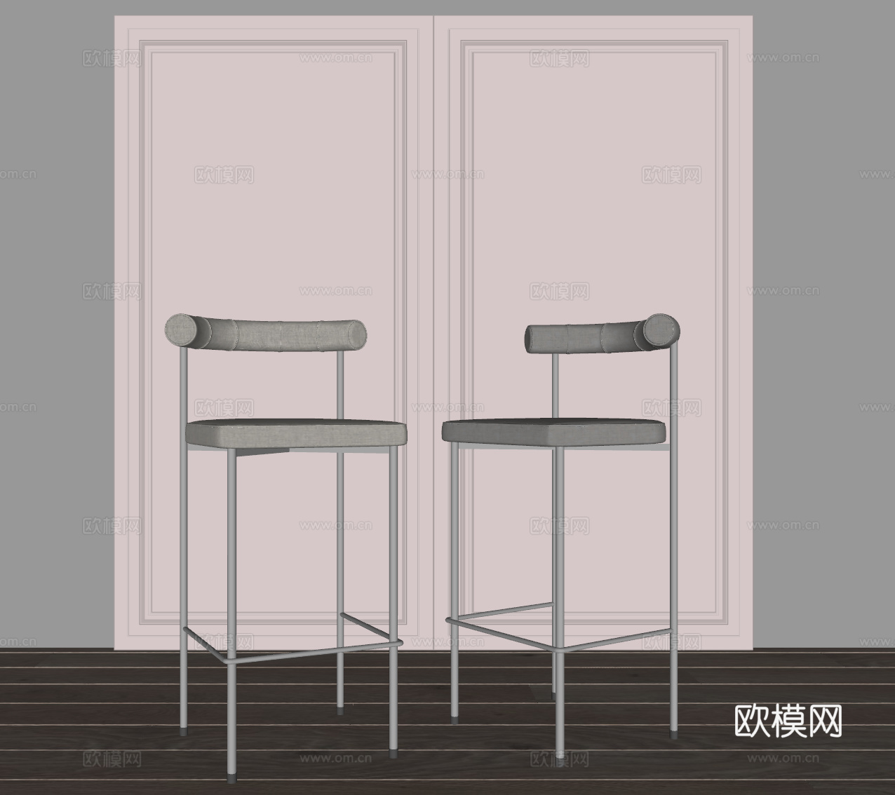 现代铁艺吧椅su模型下载