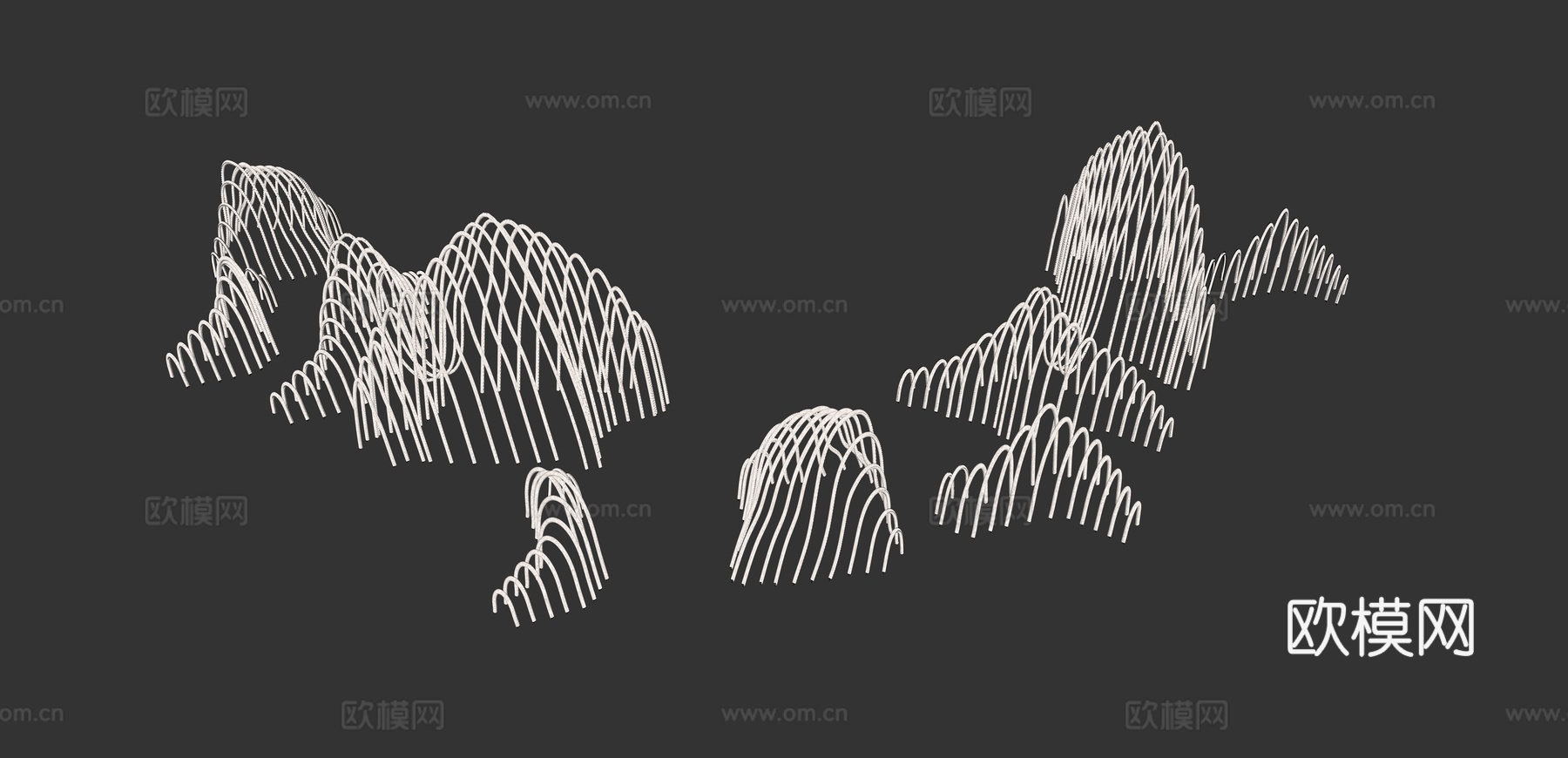 现代抽象线条假山su模型下载