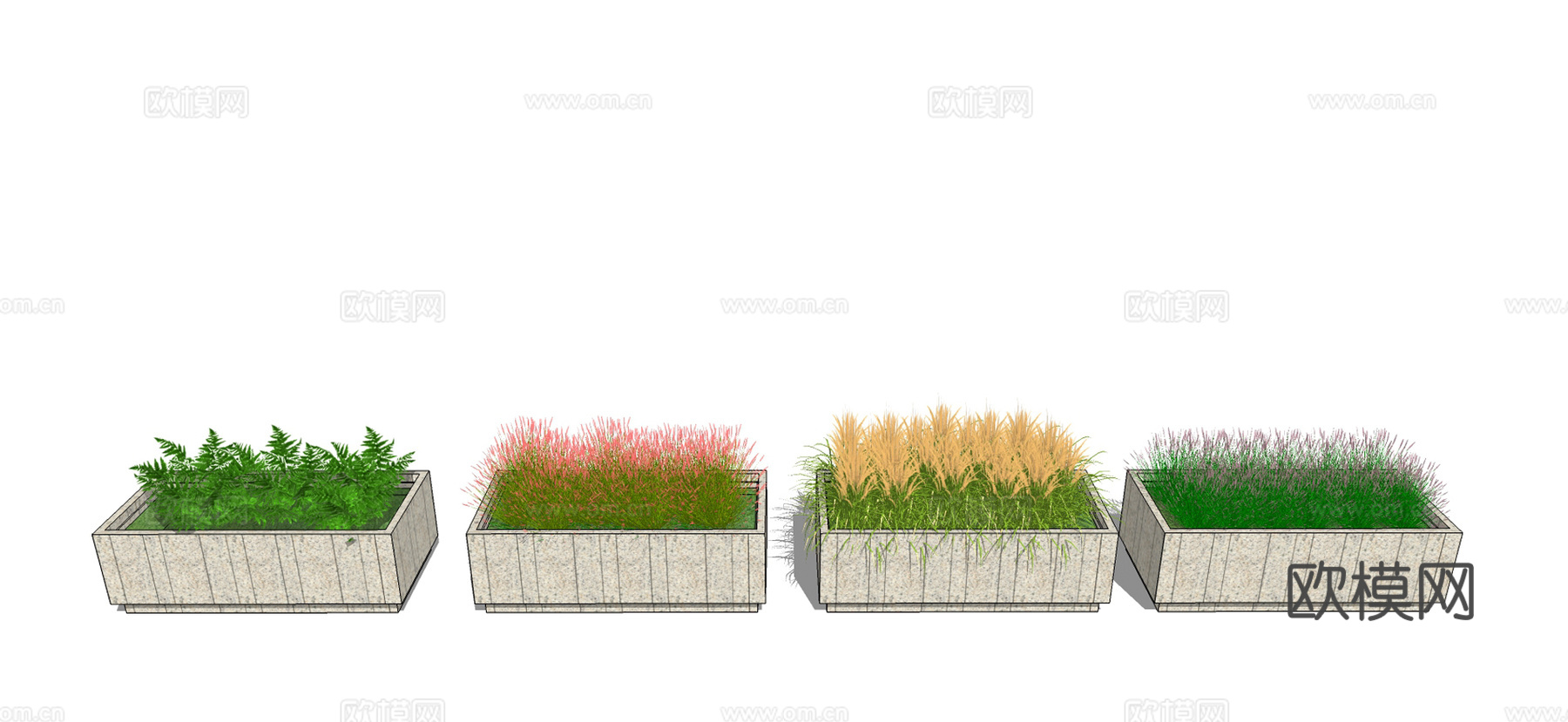 现代植物盆栽su模型下载